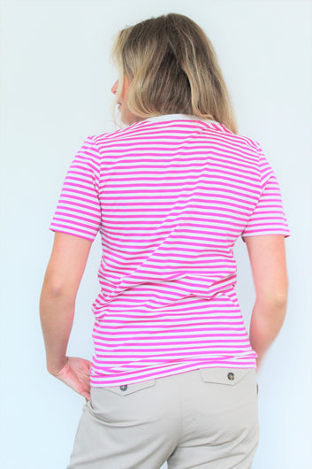 SLF My Perfect Stripe Tee in Rose Violet