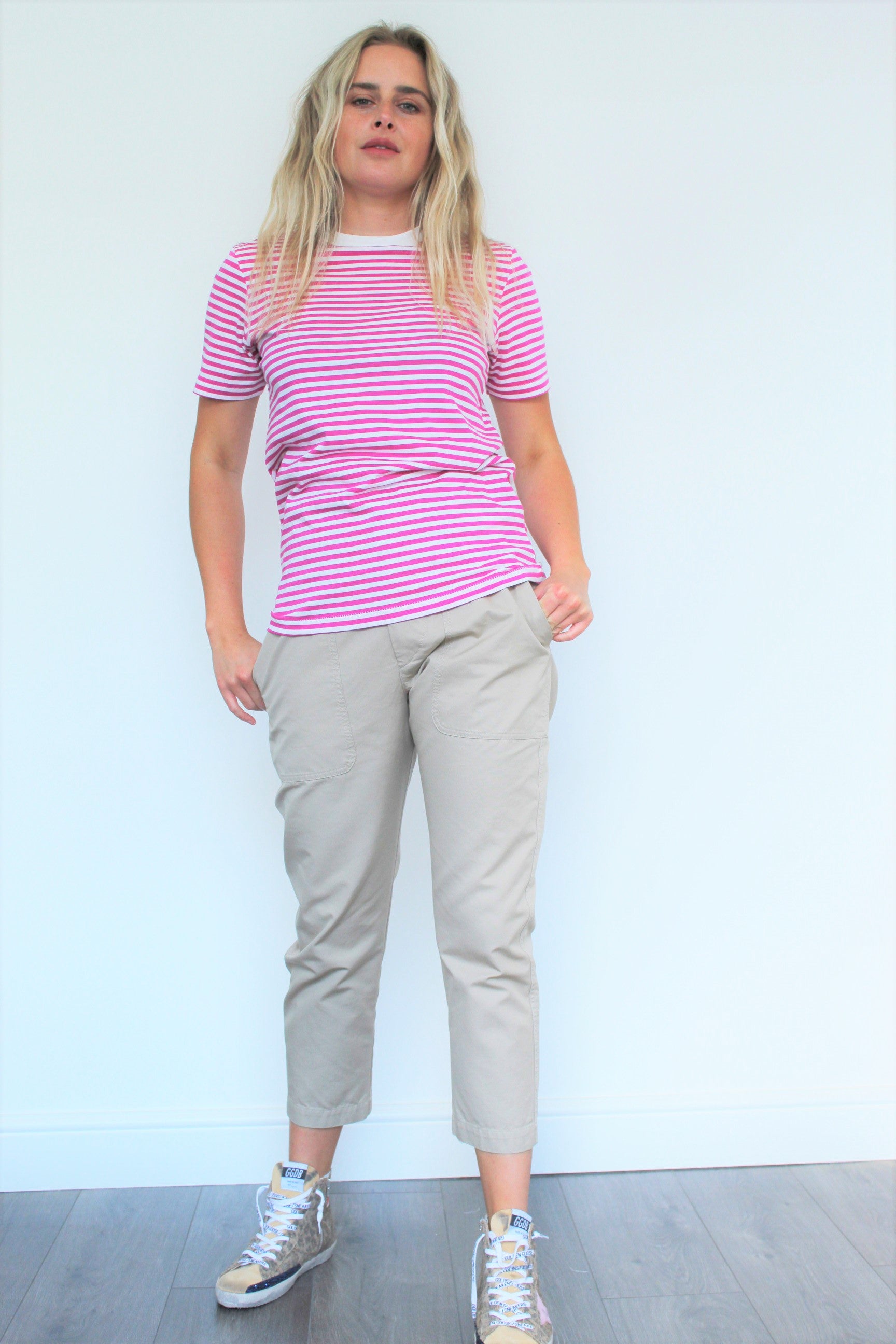 SLF My Perfect Stripe Tee in Rose Violet