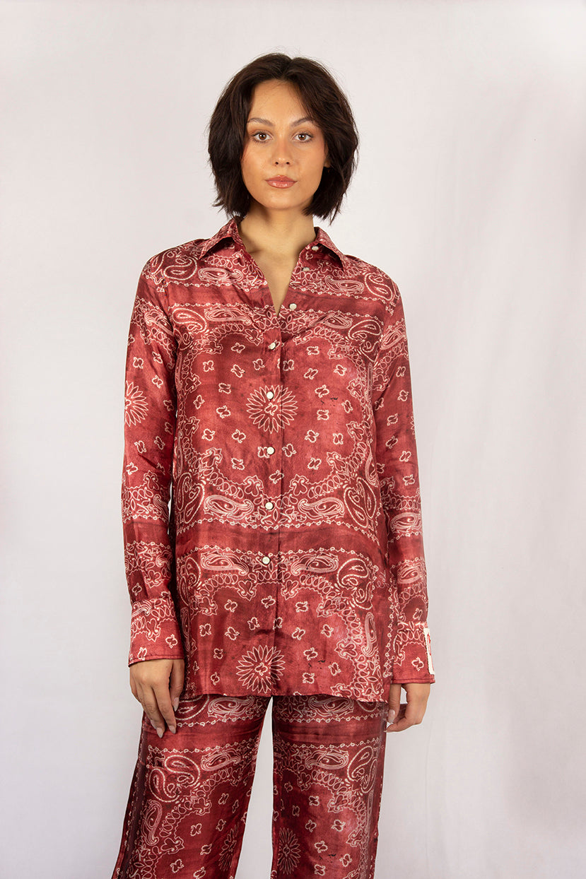 GG Paisley Print Pajama Shirt in Spiced Apple