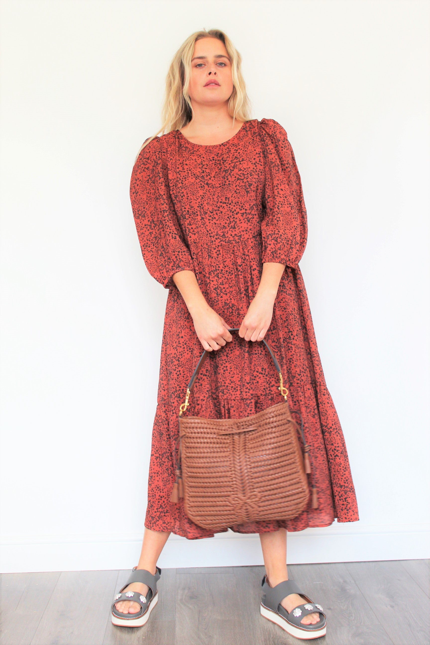 SLF Viole Midi Dress in Chili Oil