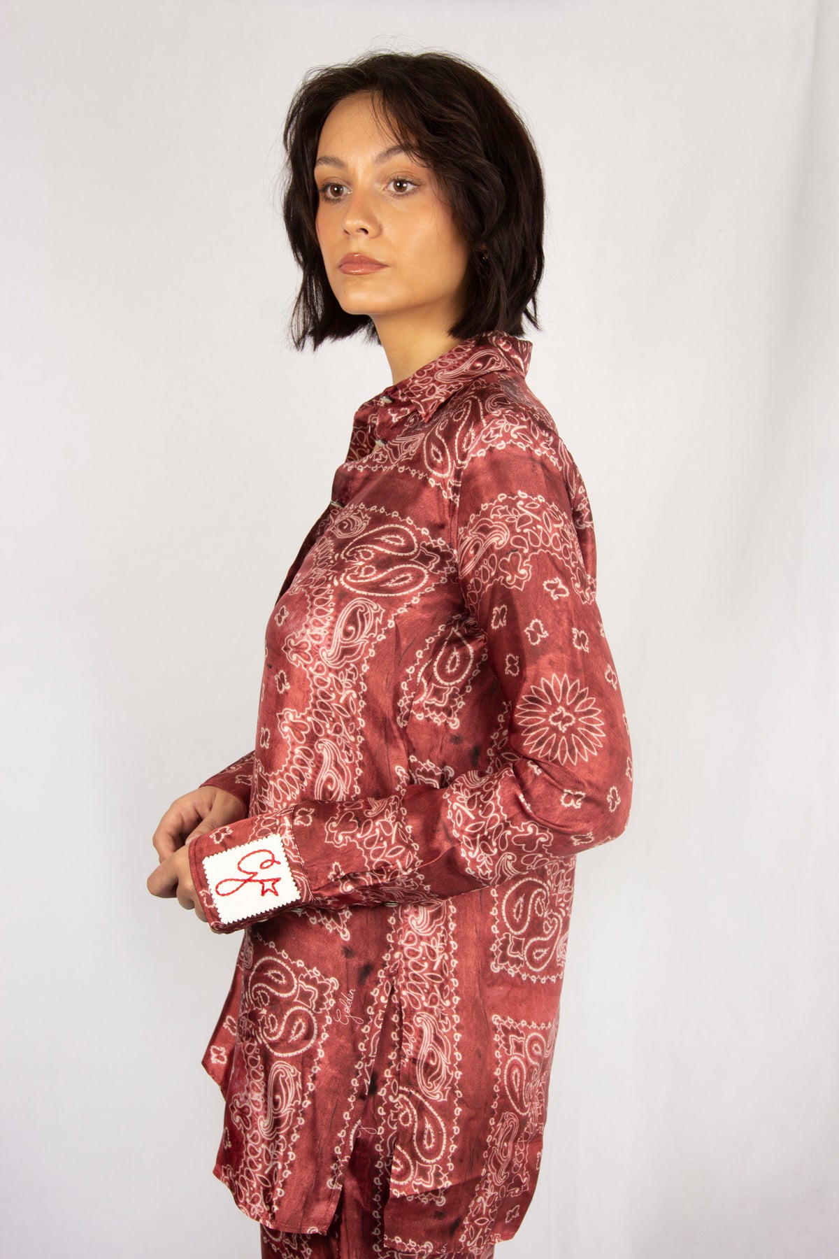 GG Paisley Print Pajama Shirt in Spiced Apple