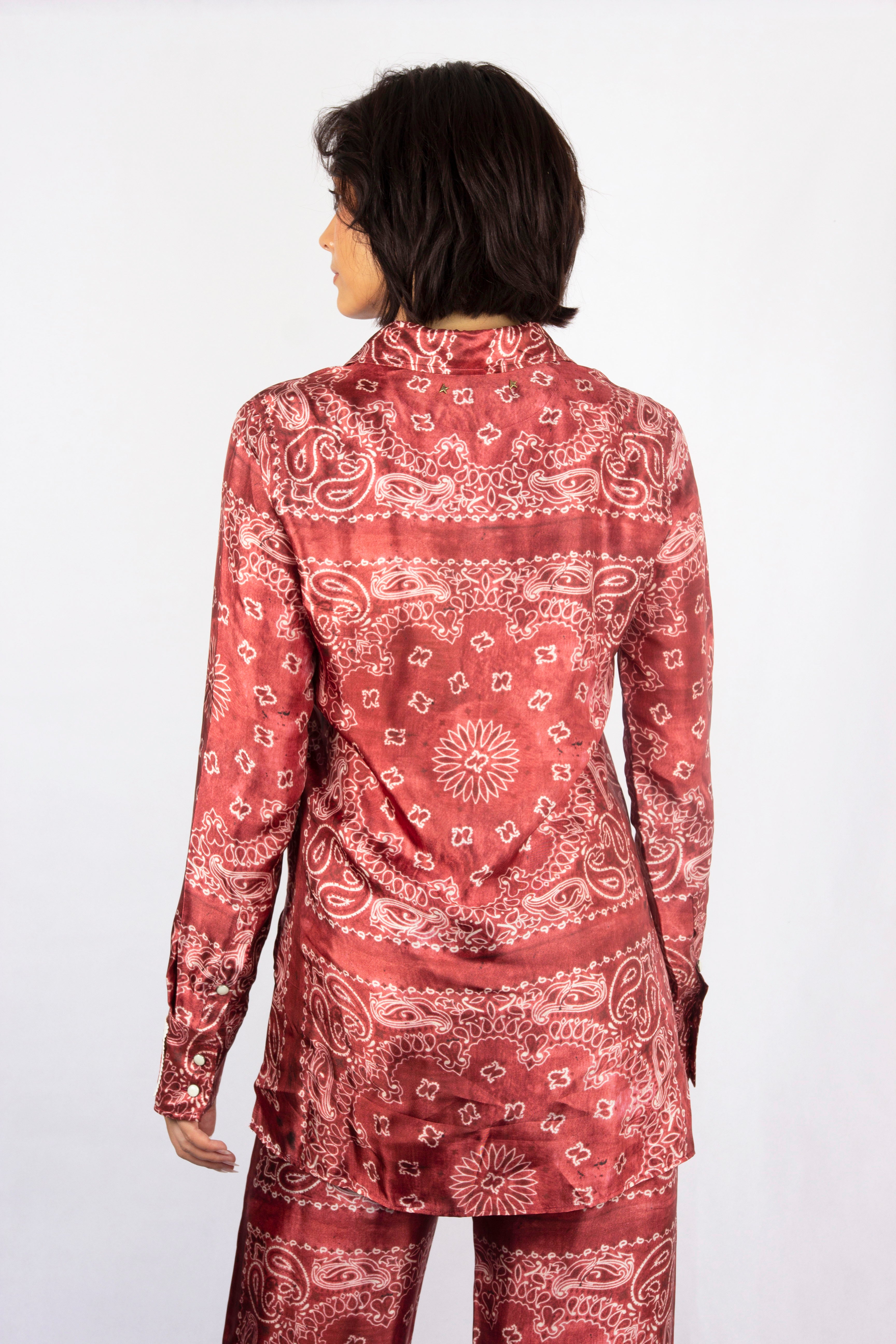 GG Paisley Print Pajama Shirt in Spiced Apple