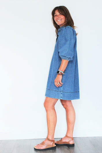 SEC.F Jeanie Dress in Blue Denim