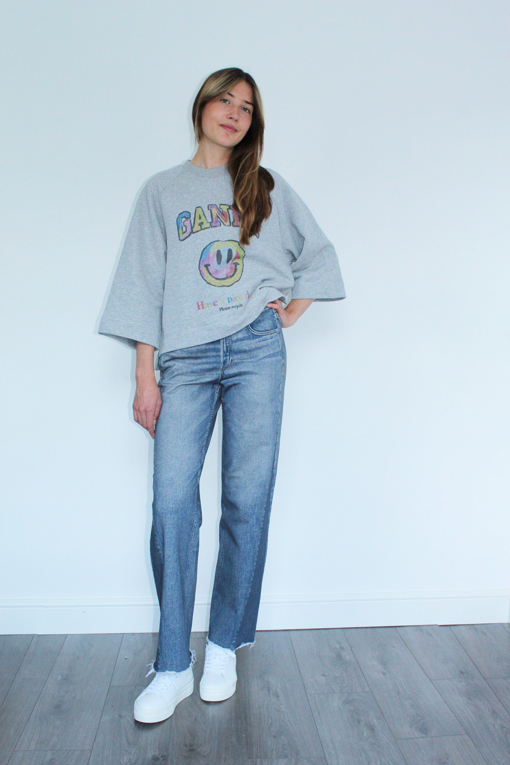 GANNI T2793 Isoli Oversized Sweat in Paloma Melange