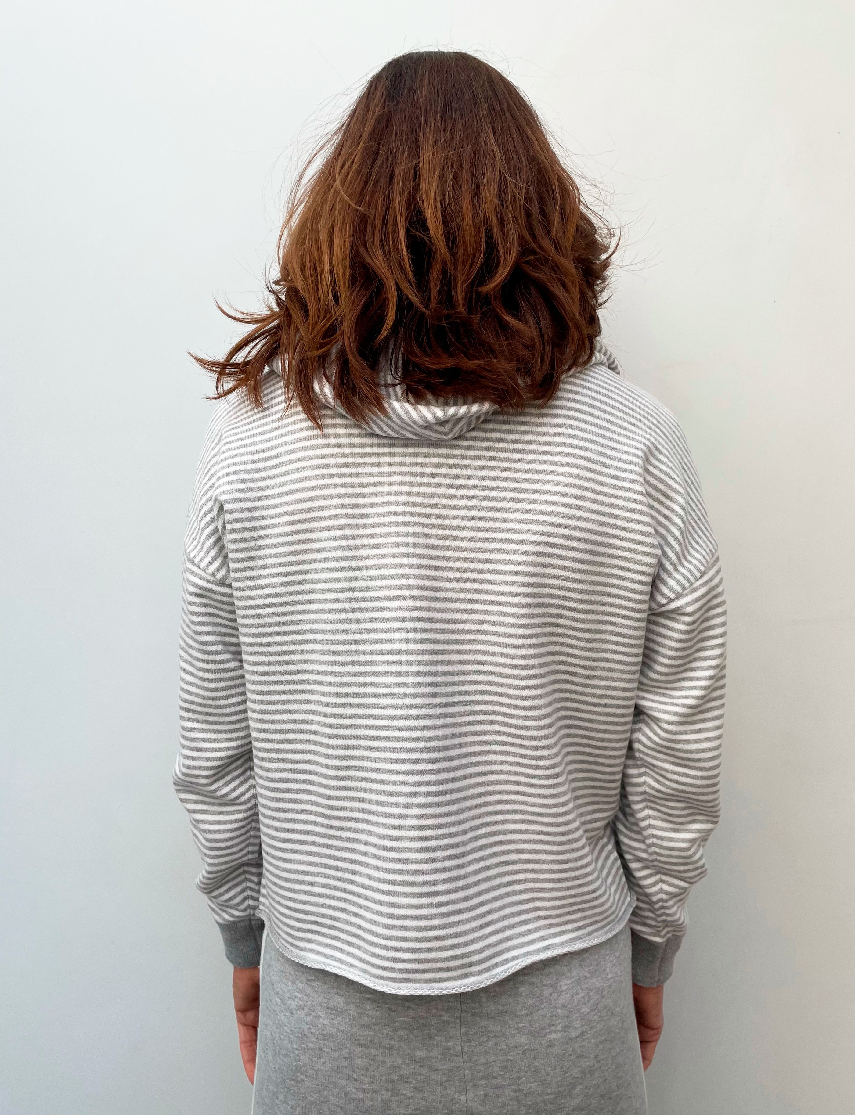 360 Rylan Striped Hoodie in Mist, Chalk