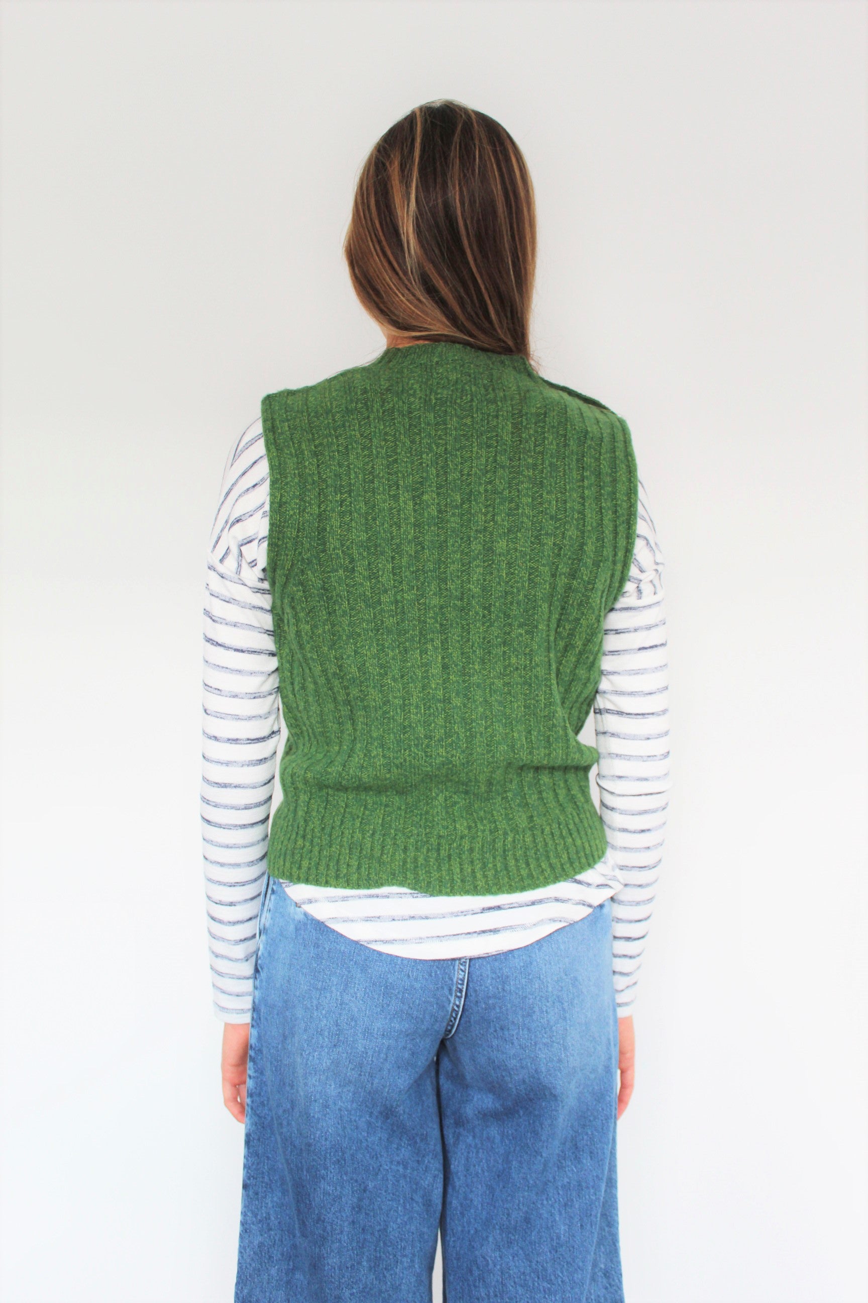 GANNI K1574 Wool Mix Vest in Kelly Green