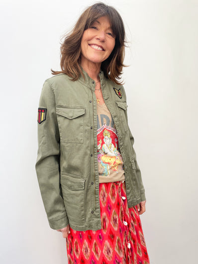 FIVE Brenda Jacket with Embroidery in Khaki