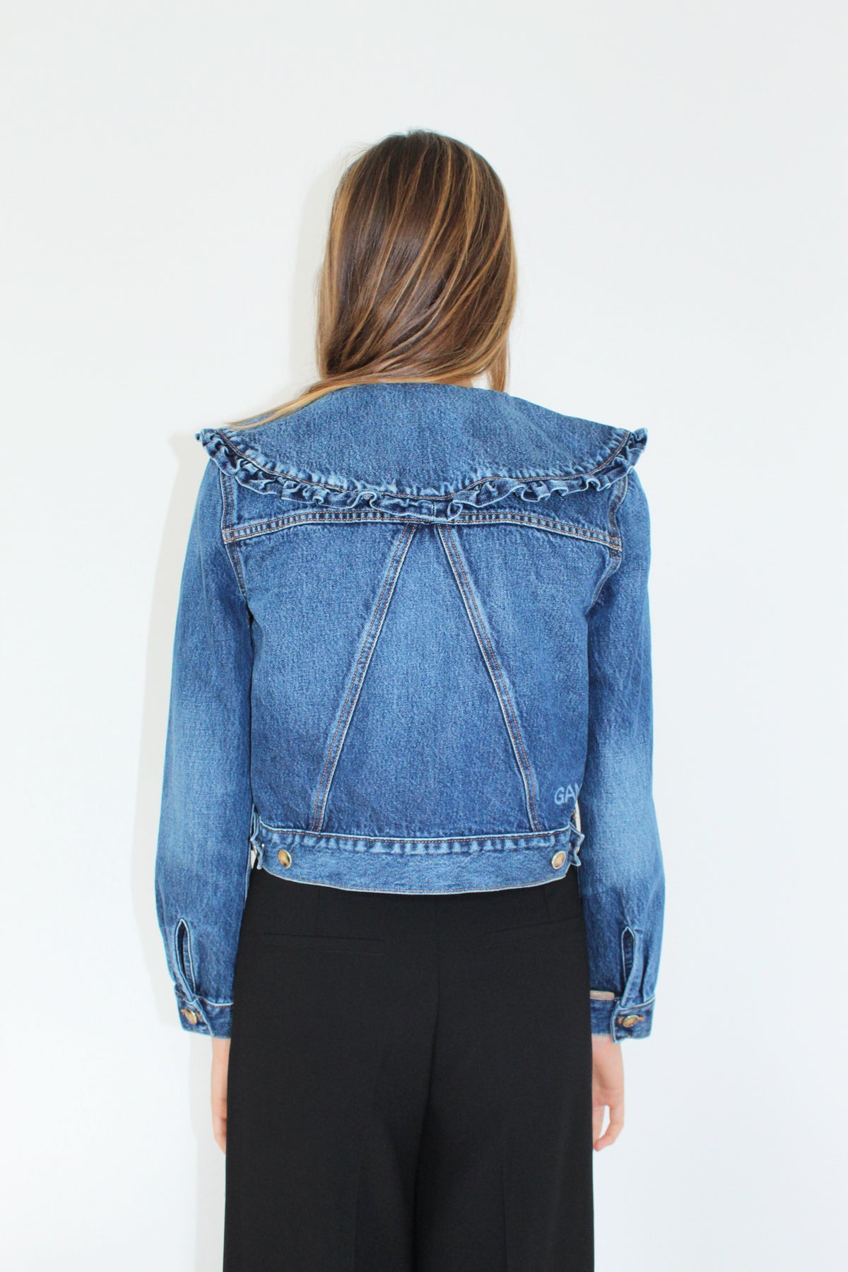 GANNI F6017 Heavy Denim Jacket in Dark Indigo