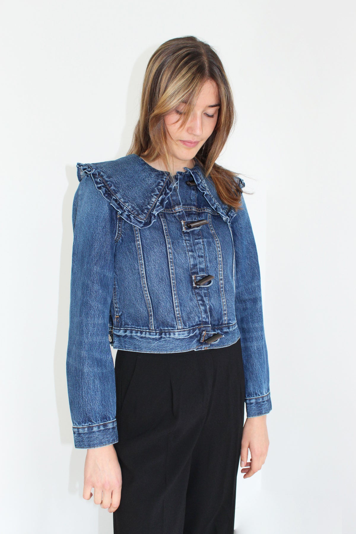 GANNI F6017 Heavy Denim Jacket in Dark Indigo