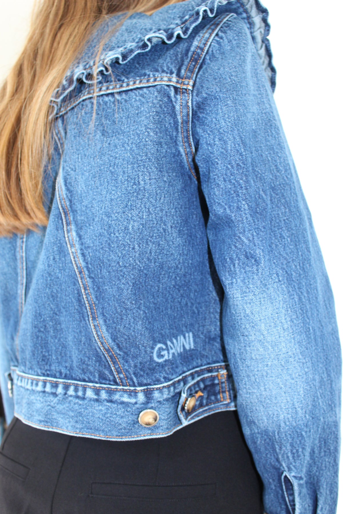 GANNI F6017 Heavy Denim Jacket in Dark Indigo