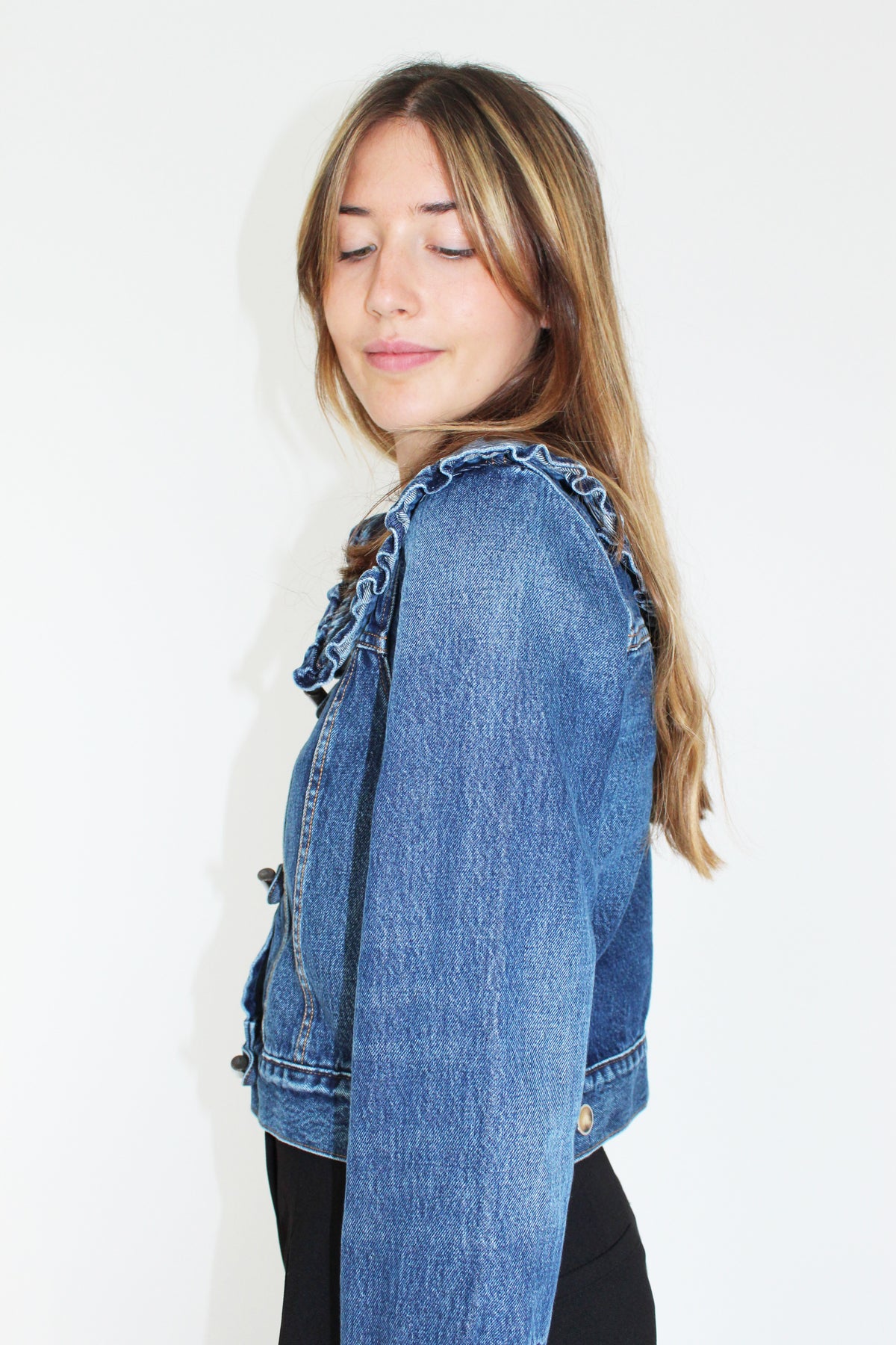 GANNI F6017 Heavy Denim Jacket in Dark Indigo