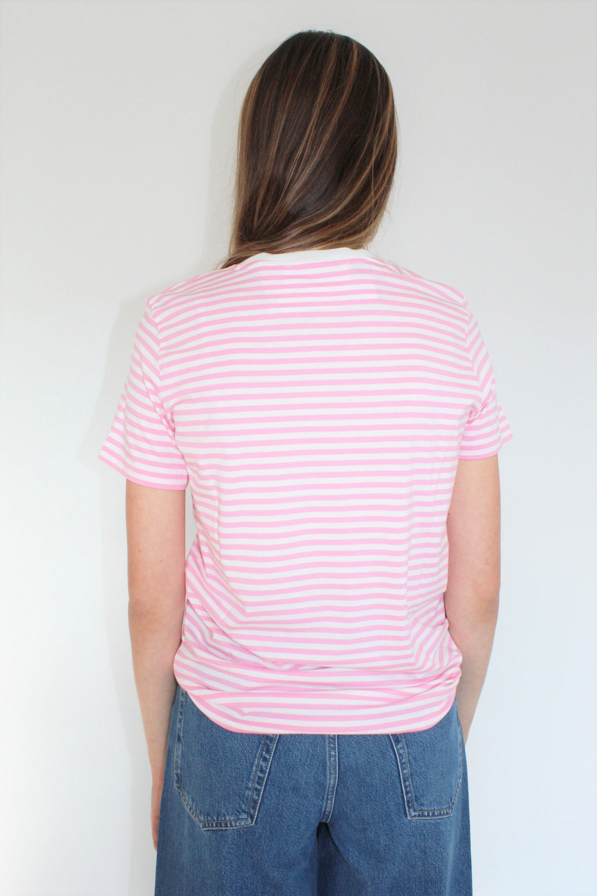 SLF My Perfect Stripe Tee in Prism Pink and Snow