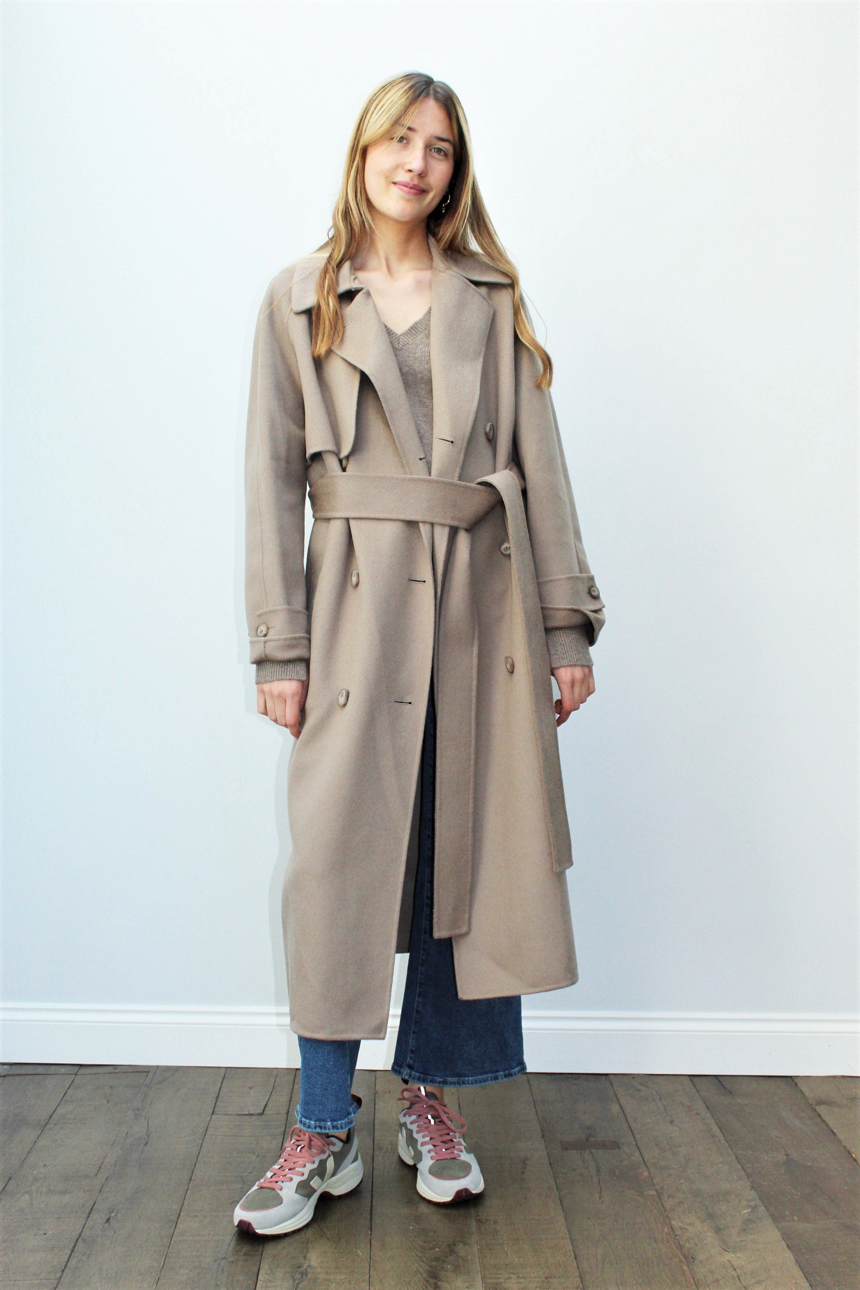 JOSEPH Colette Long Coat in Taupe