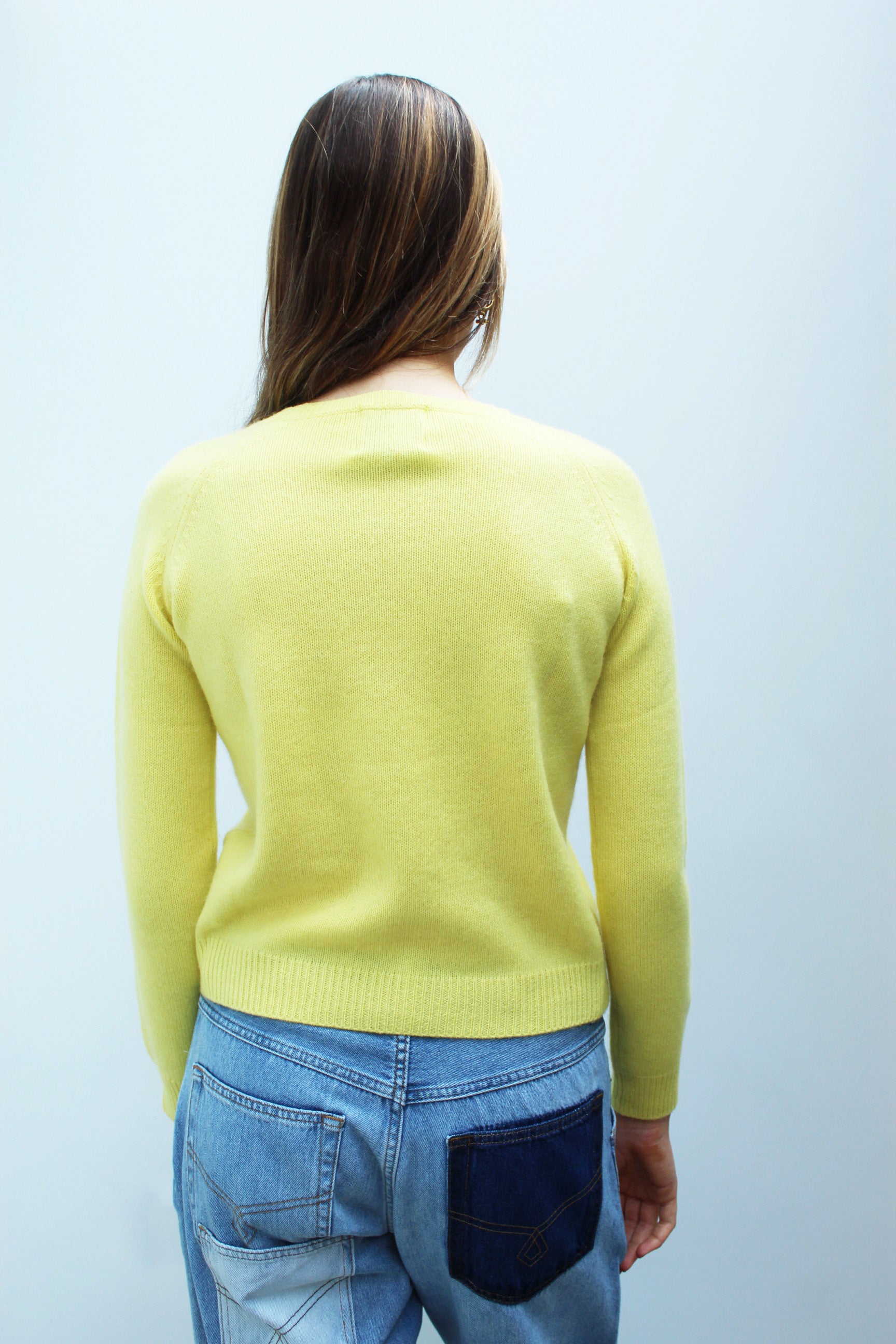 JU Crop Crew Neck Knit in Lemon