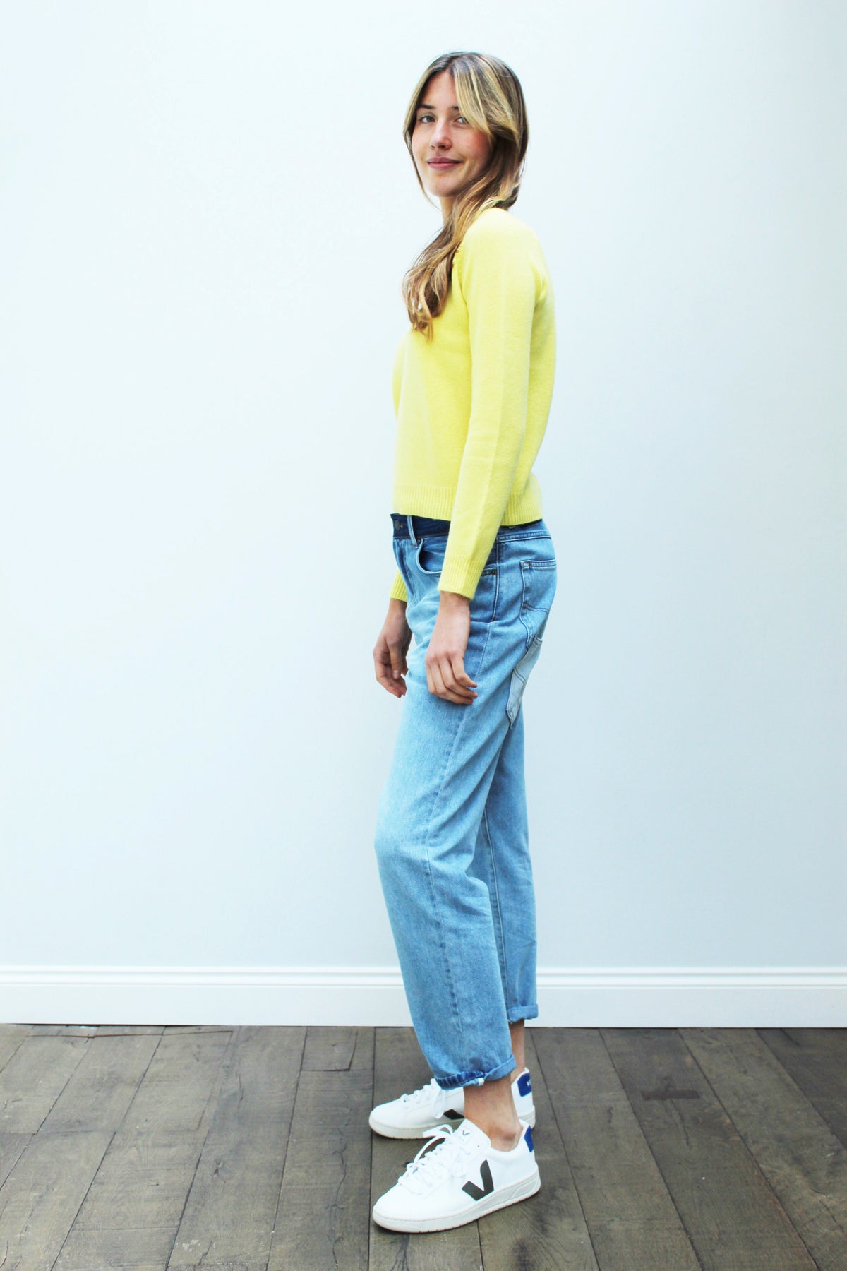 JU Crop Crew Neck Knit in Lemon