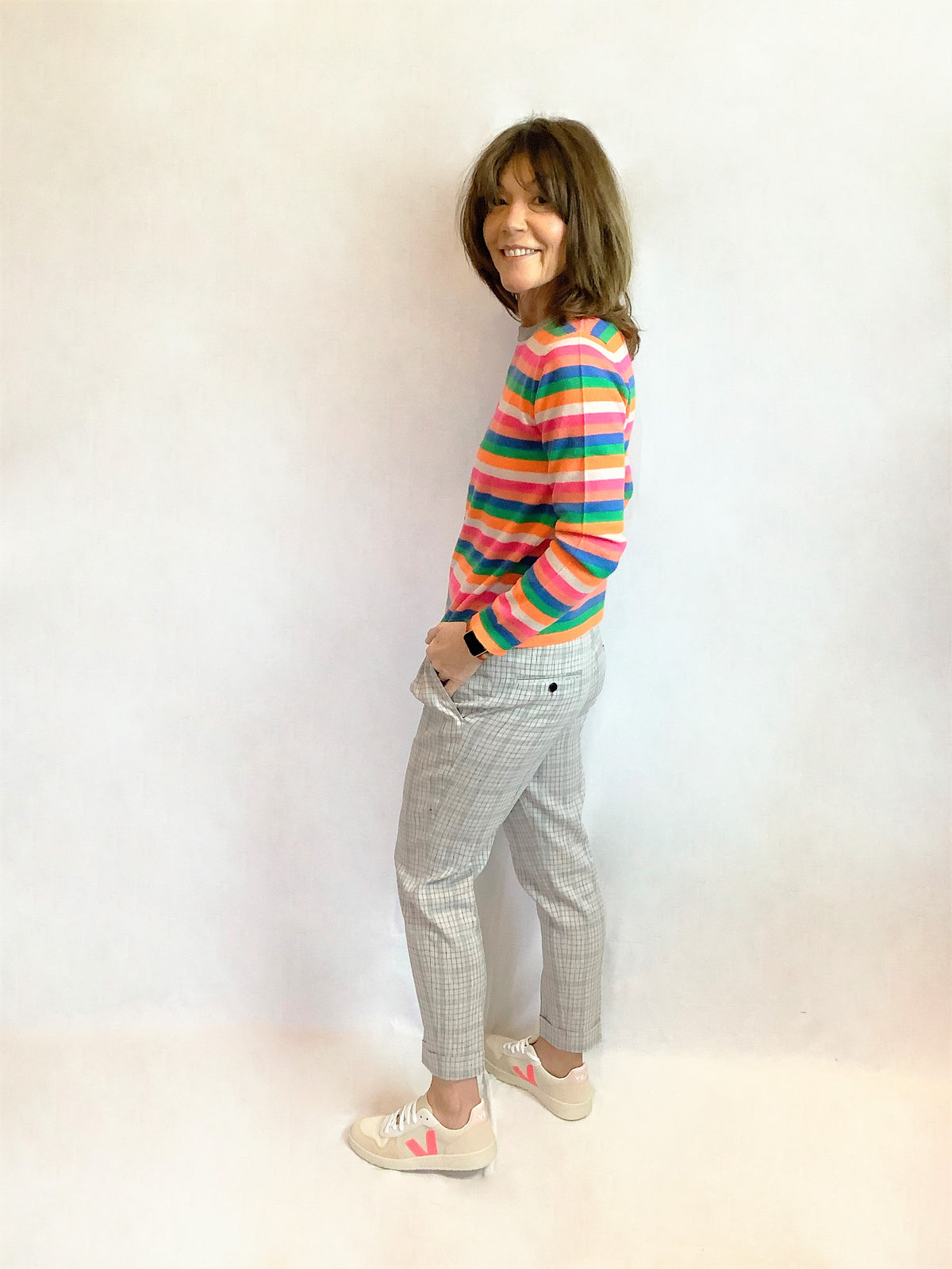 JU Mini Stripe Crew in Multi