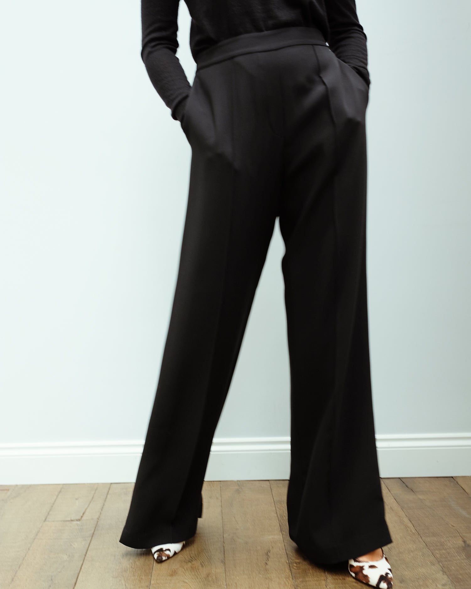 JOSEPH Tawn matt georgette trousers in black