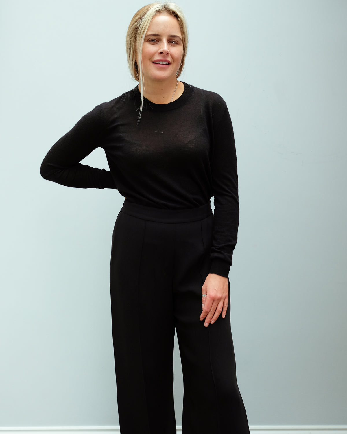 JOSEPH Tawn matt georgette trousers in black