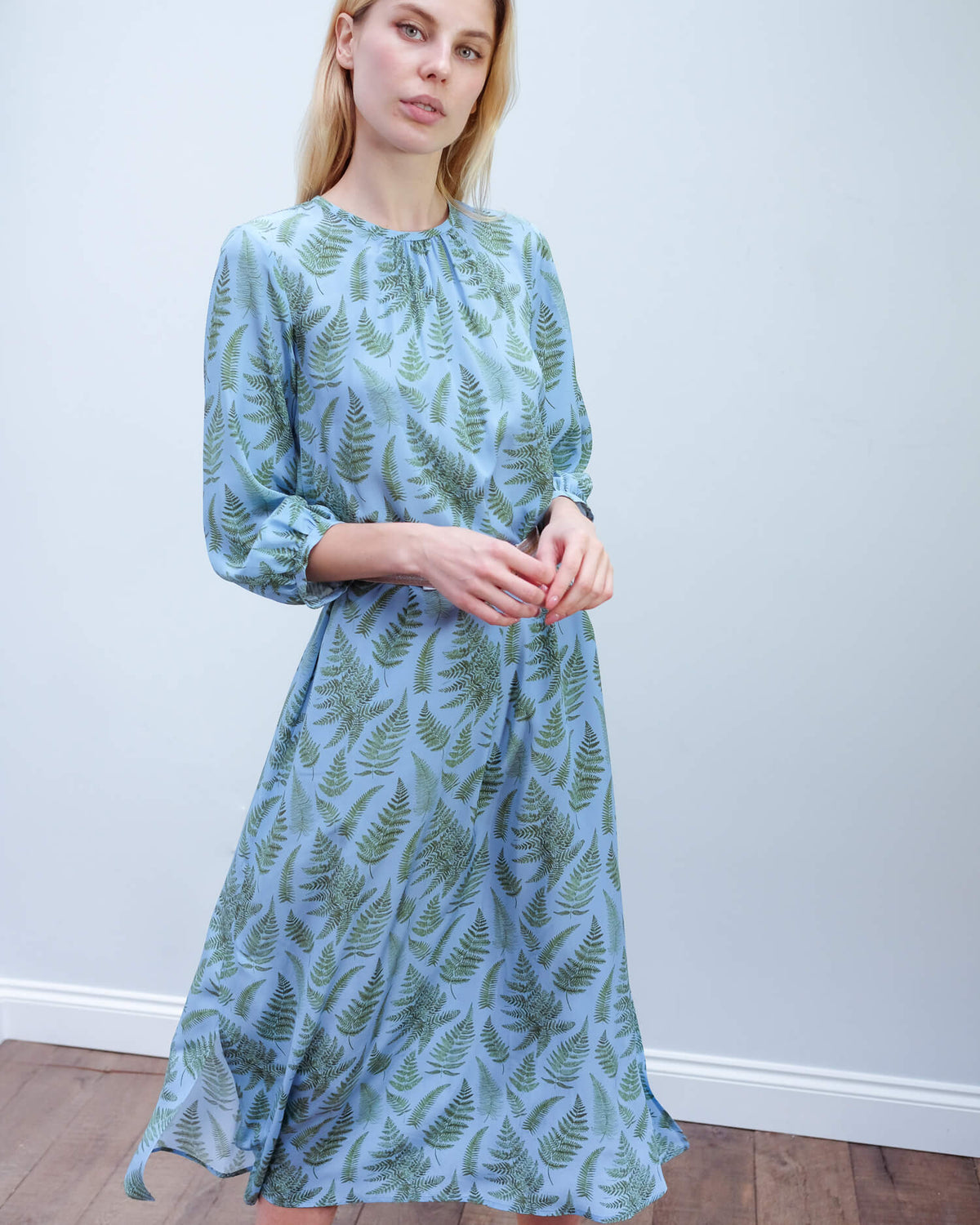 MM Medusa printed dress in blue