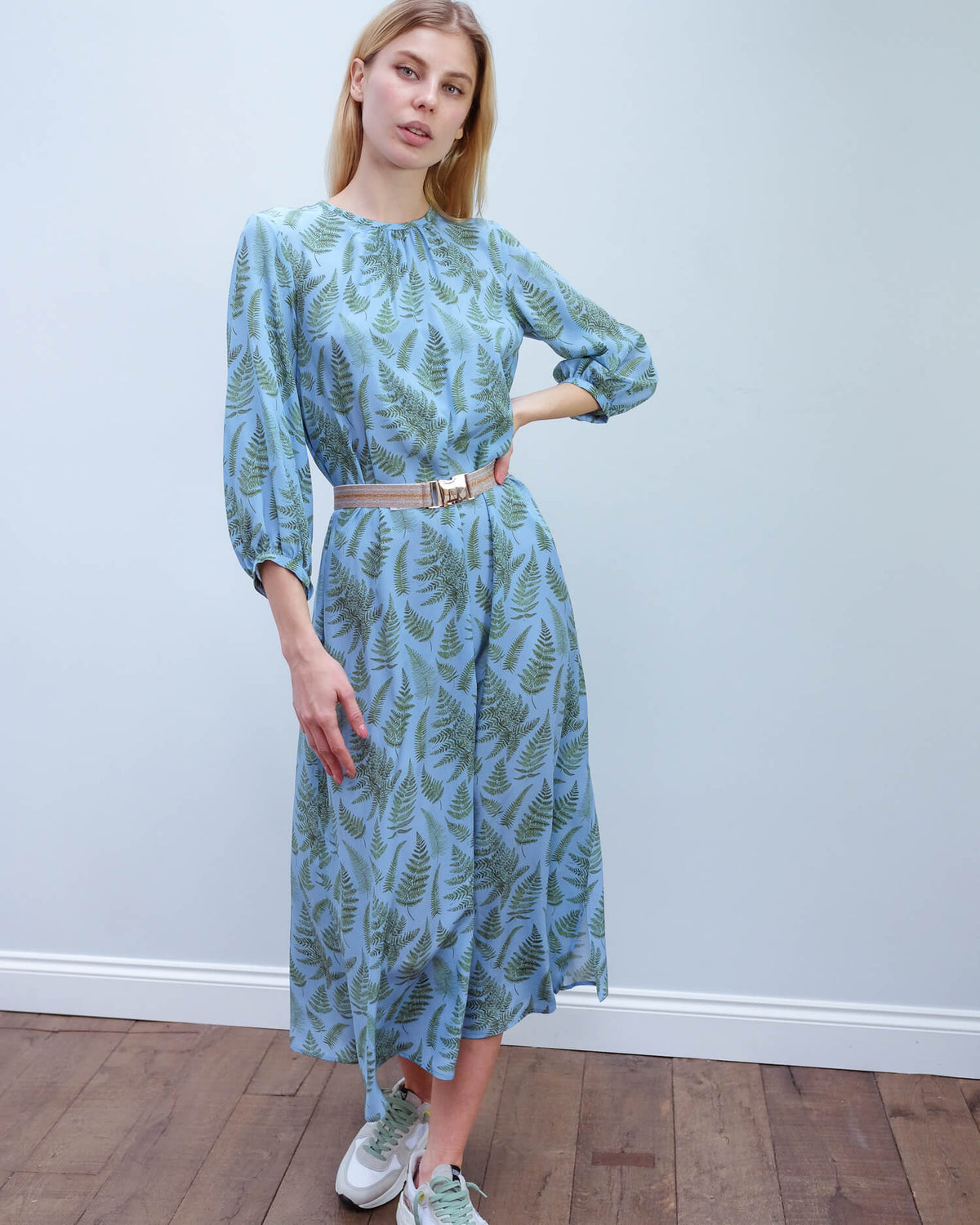 MM Medusa printed dress in blue