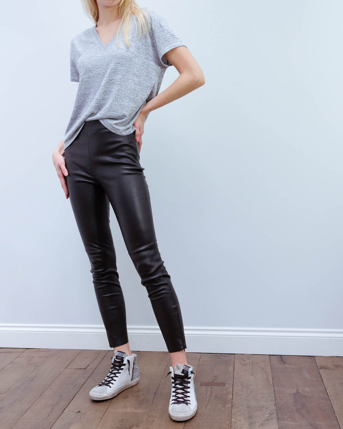 MM Arcadia leather trouser in black