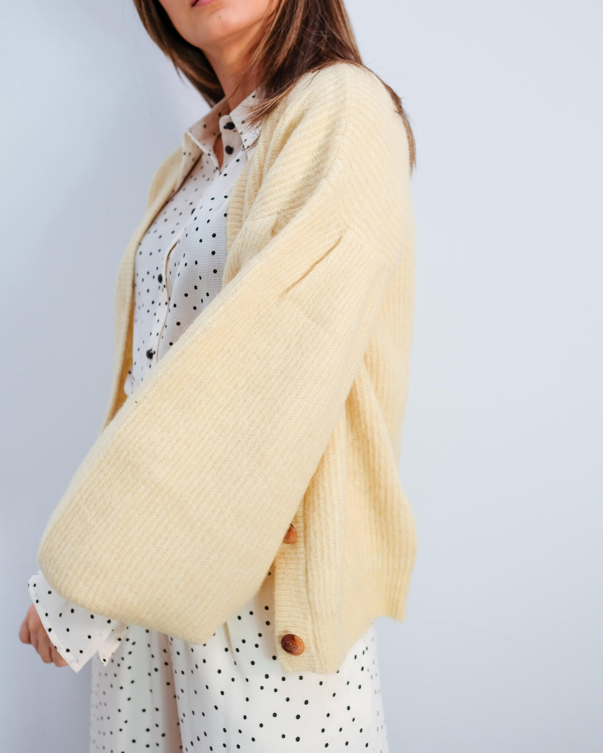 BUP Celine knit cardi in straw yellow