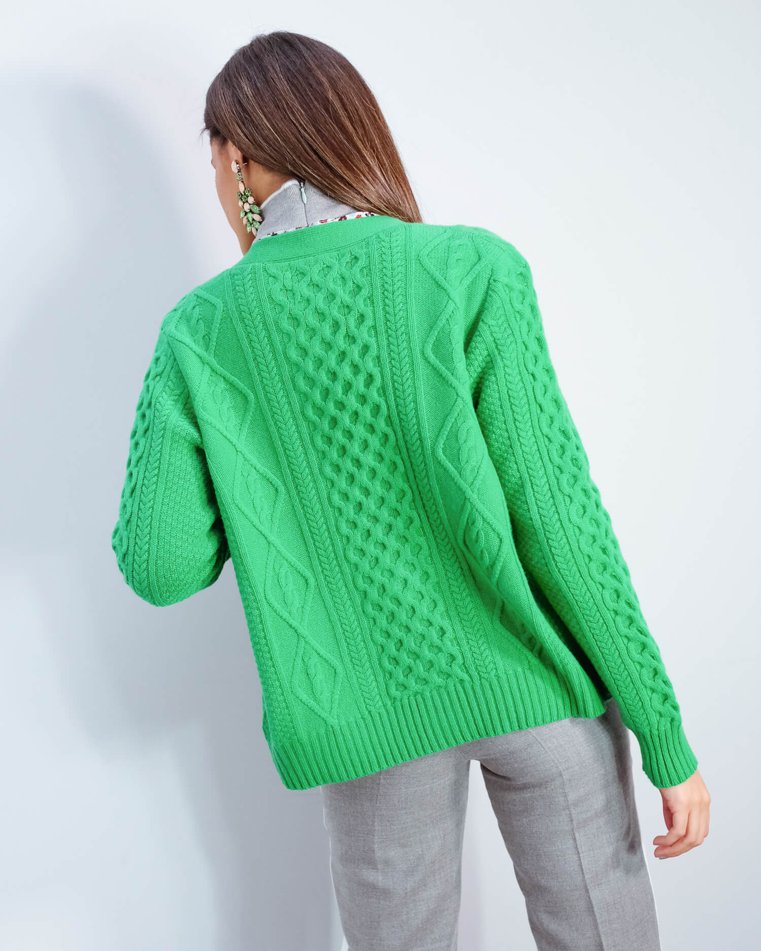 JU Aran cardigan in spring