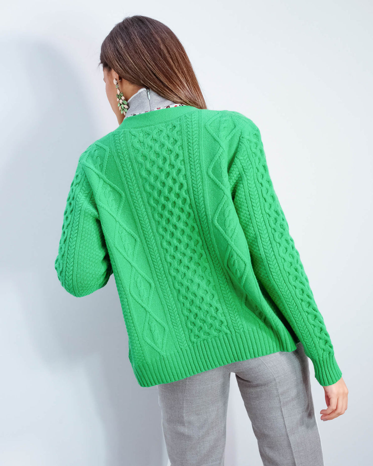 JU Aran cardigan in spring