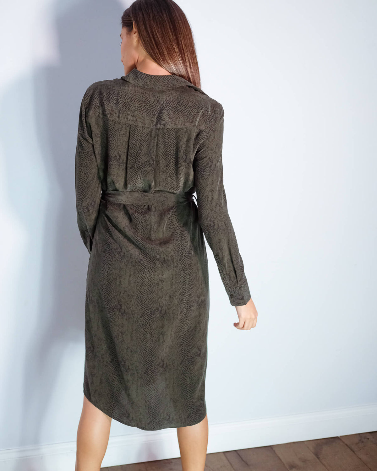 R Alix dress in green python