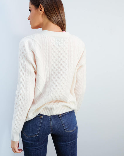 JU Aran cardigan in organic white