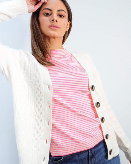 JU Aran cardigan in organic white