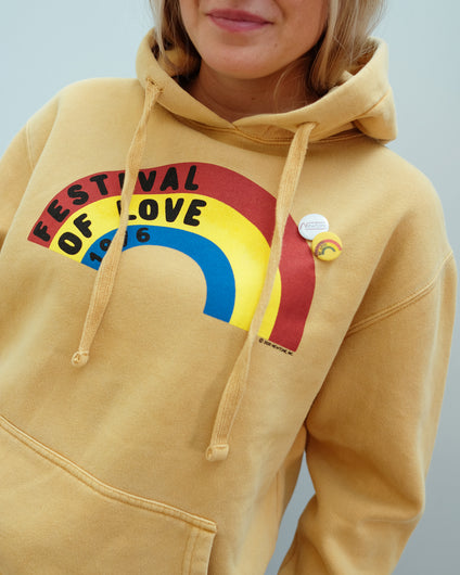 NT Love Printed Hoodie in Mustard