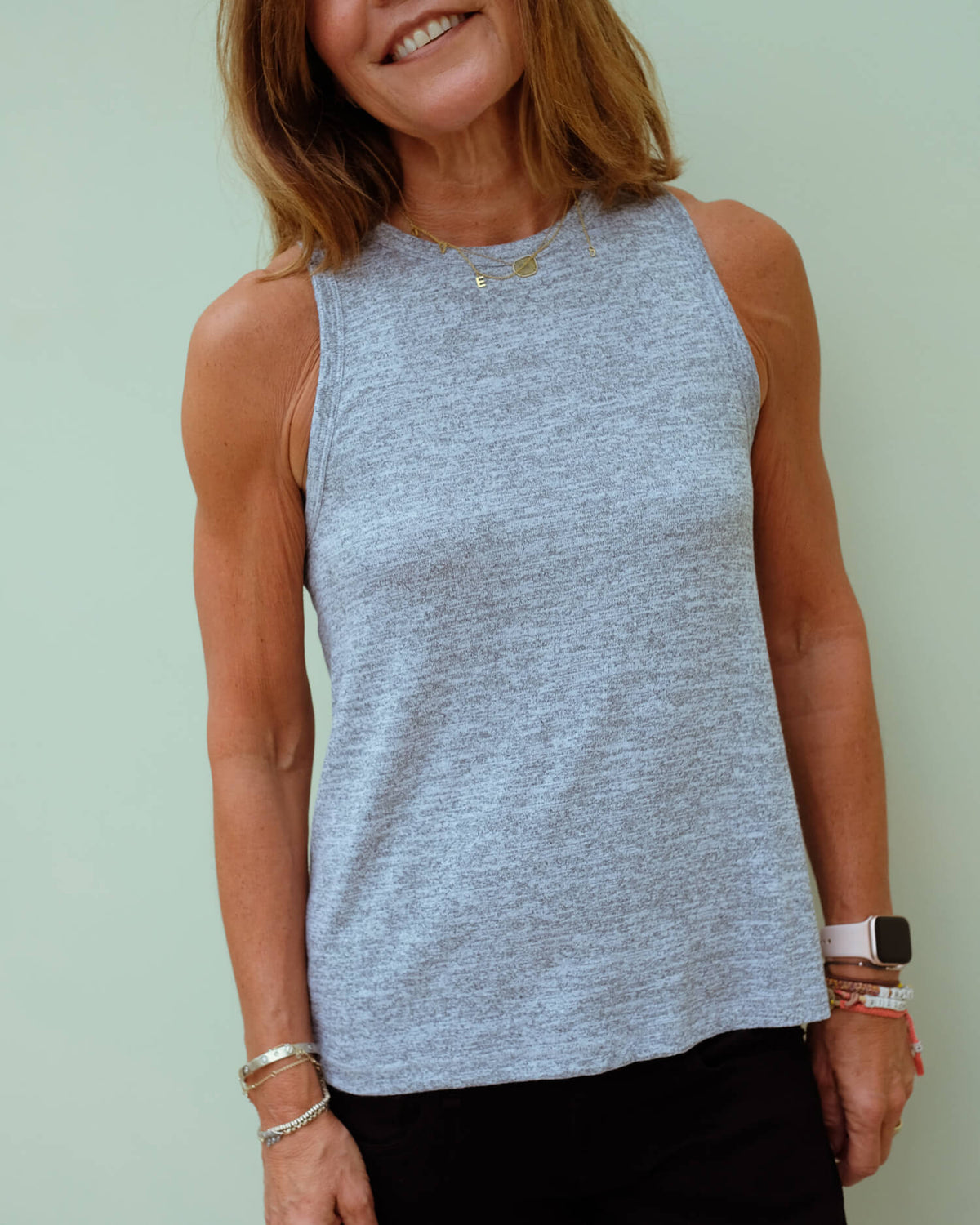 R&B Knit crew tank in grey