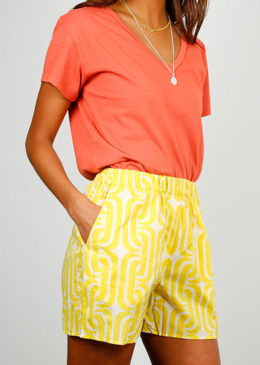 V Lynne Printed Shorts in Lemon