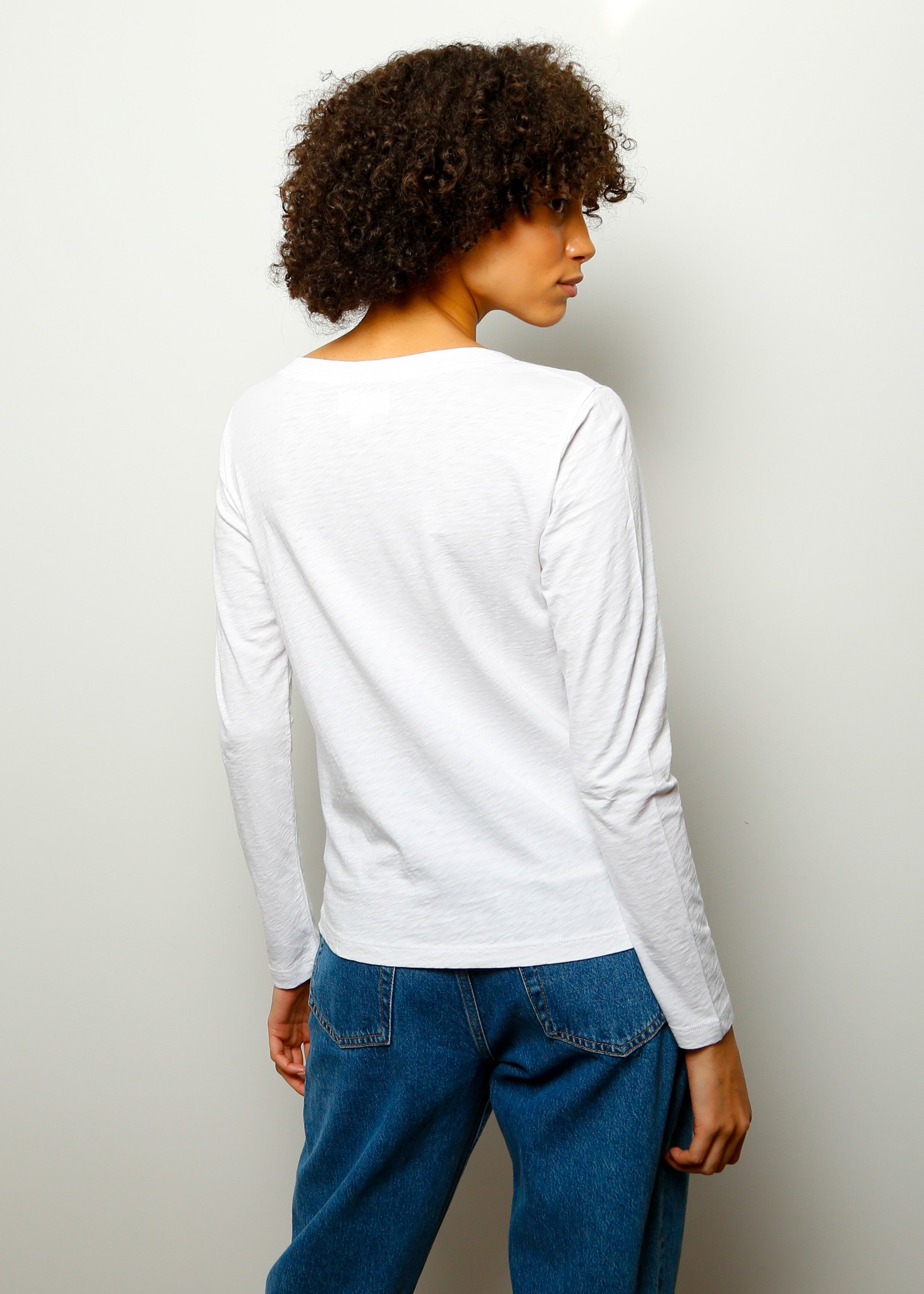 V Bridget Long Sleeve Top in White