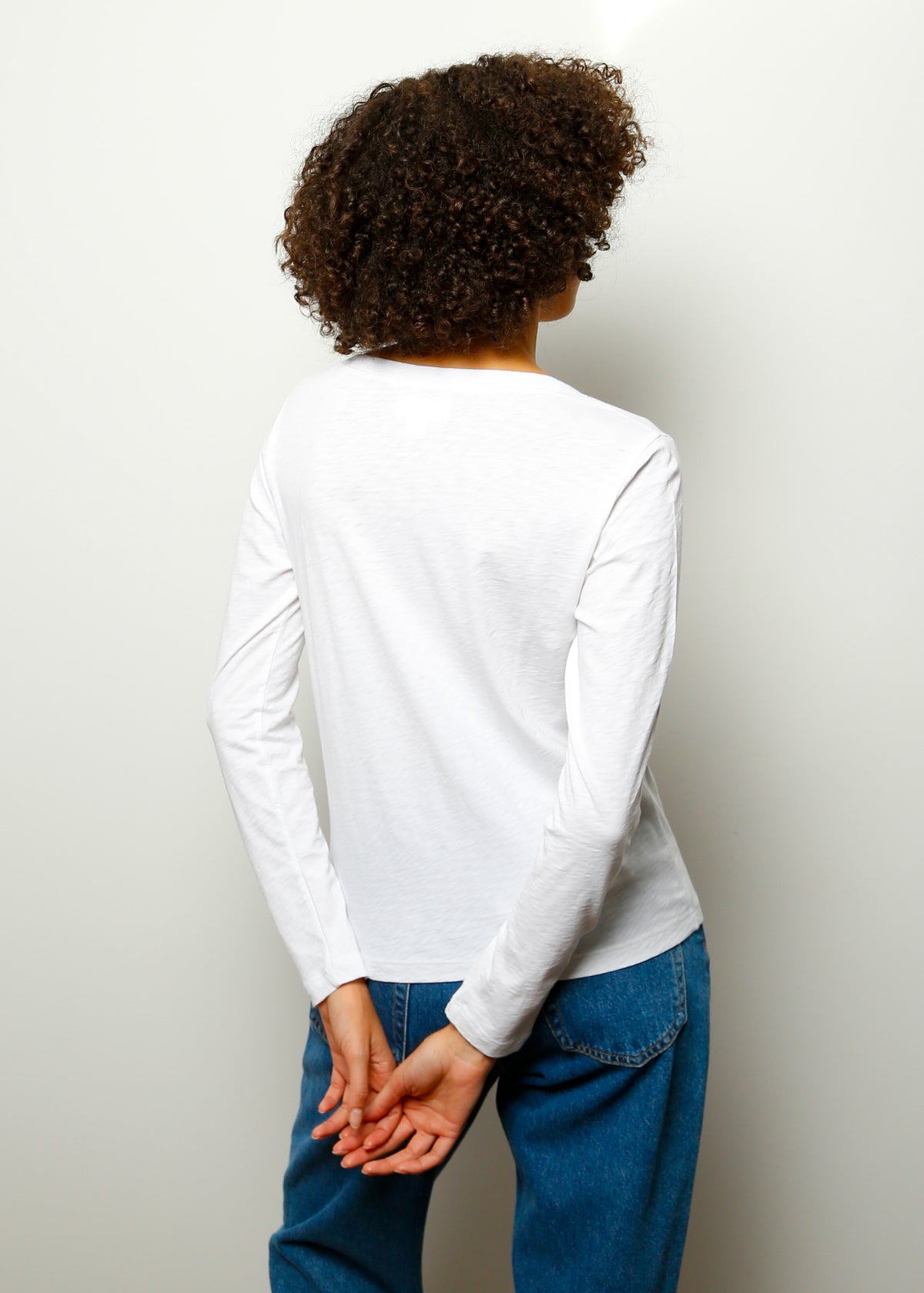 V Bridget Long Sleeve Top in White