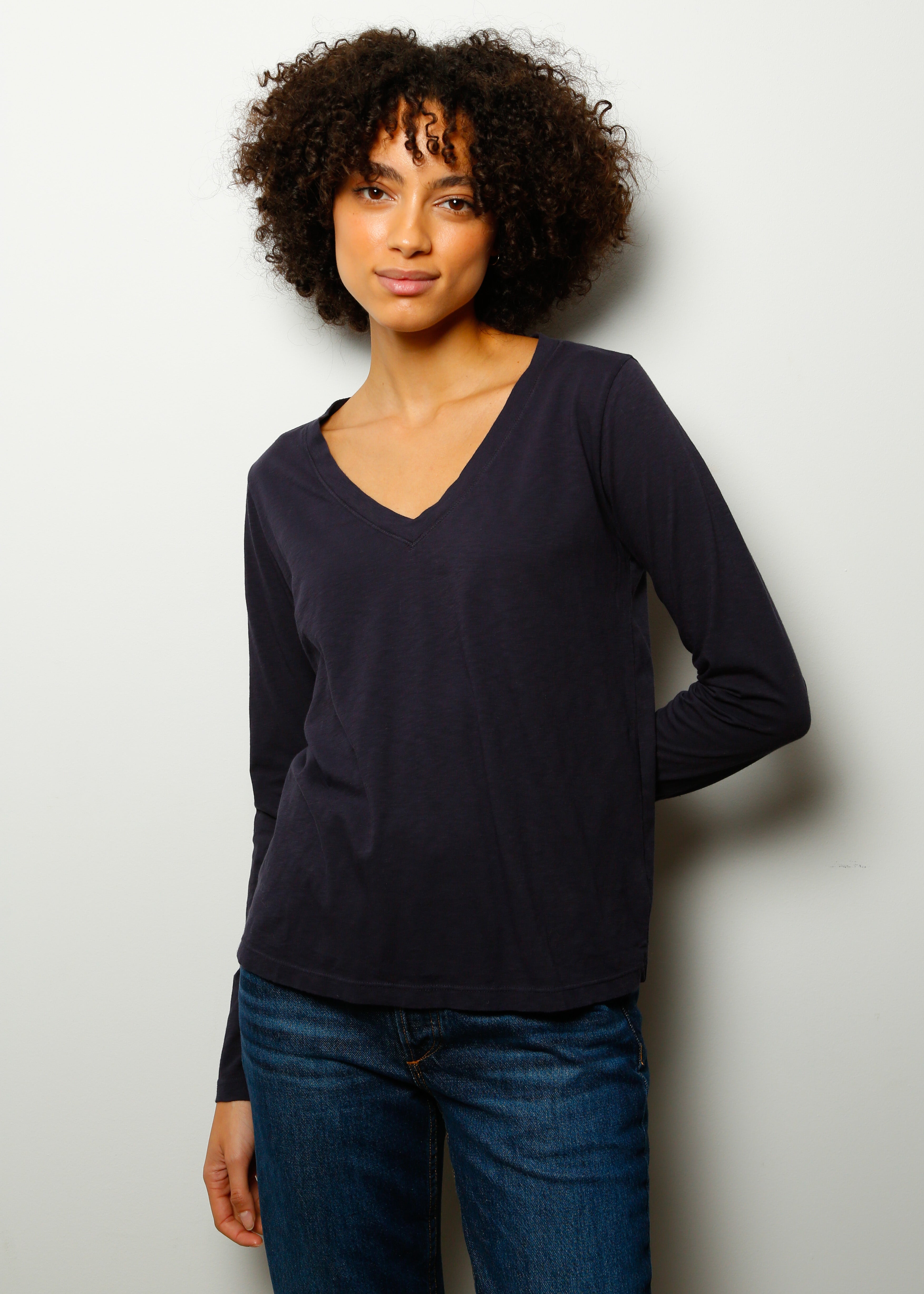 V Bridget Long Sleeve Top in Ink