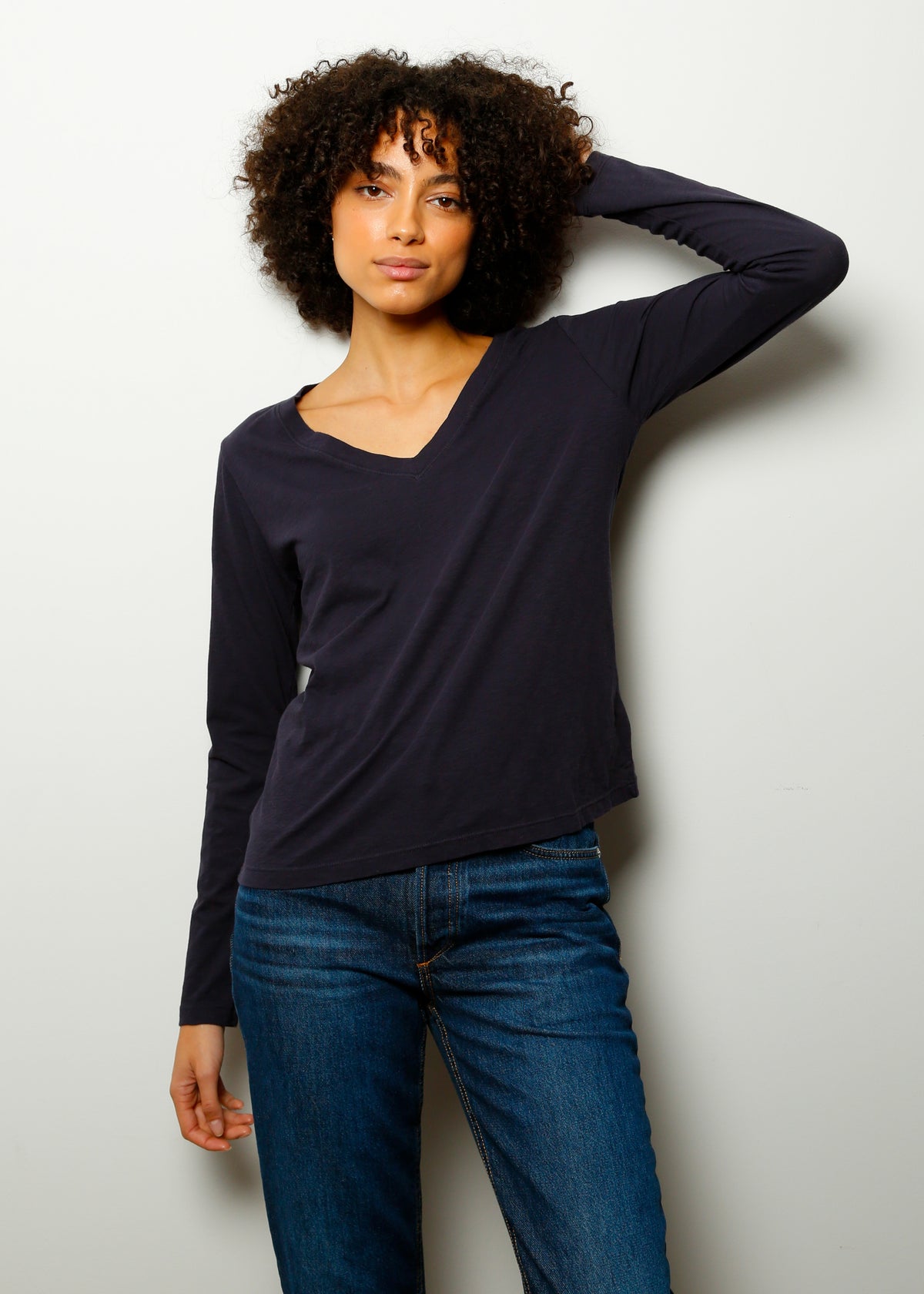 V Bridget Long Sleeve Top in Ink