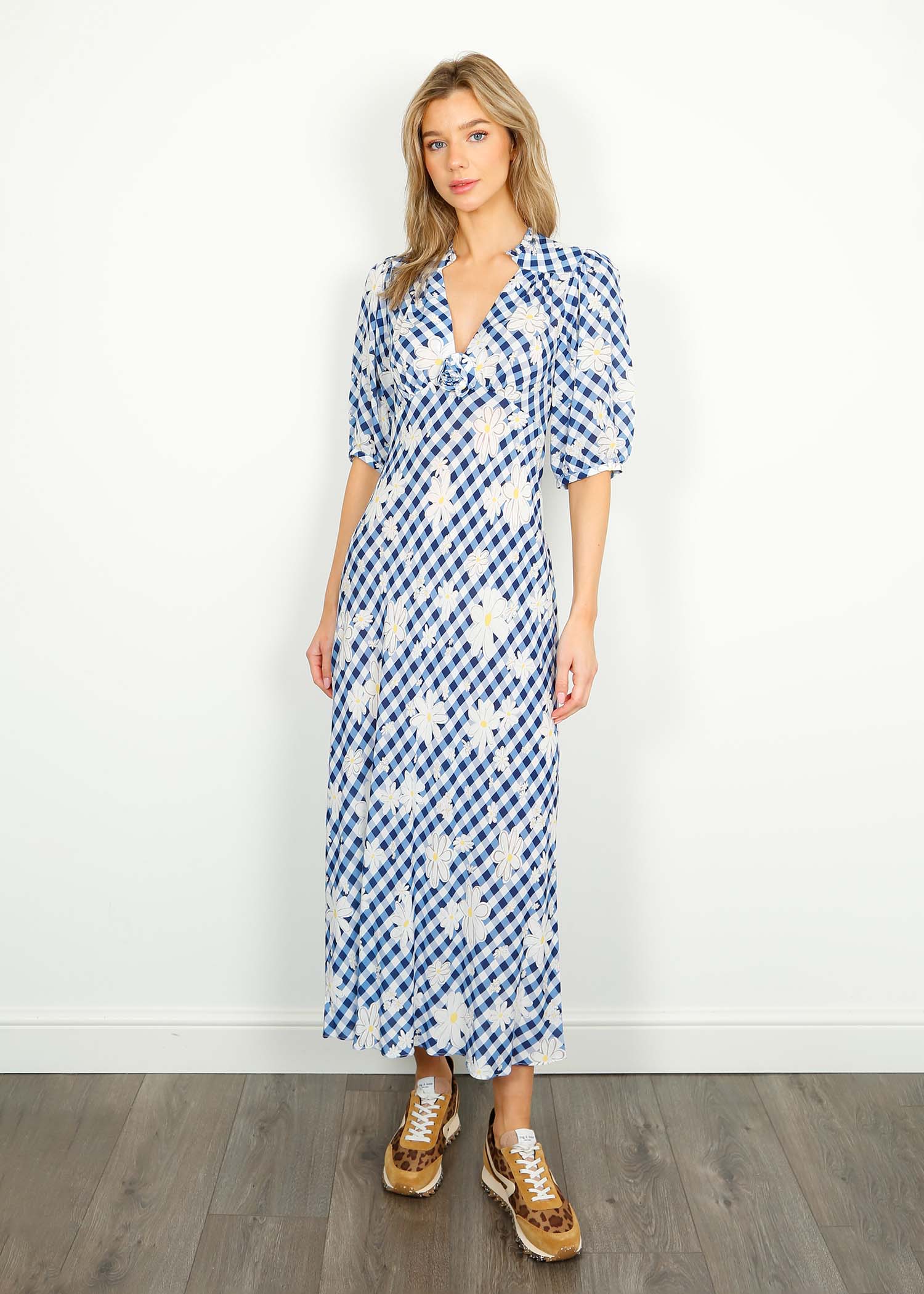 RIXO Nicolette Dress in Riviera Daisy Check