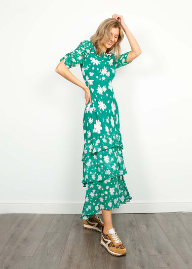 RIXO Evelyn Dress in Green Daisy Dream