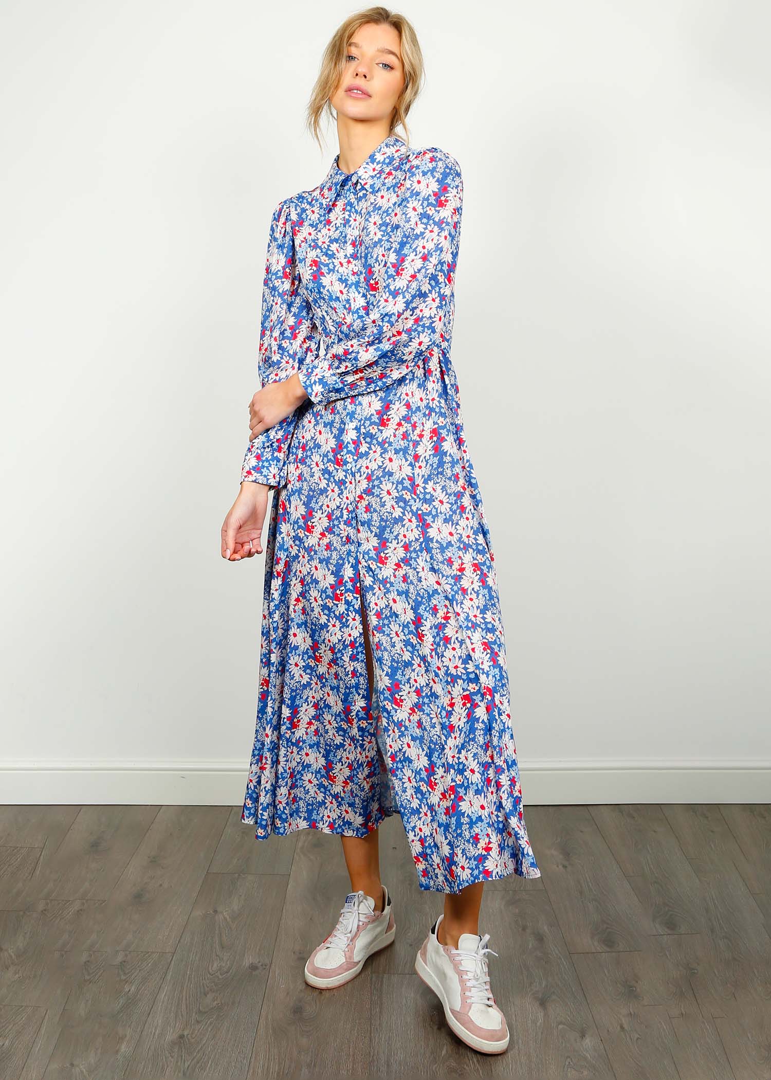 RIXO Georgina Dress in Blue Daisy Trail