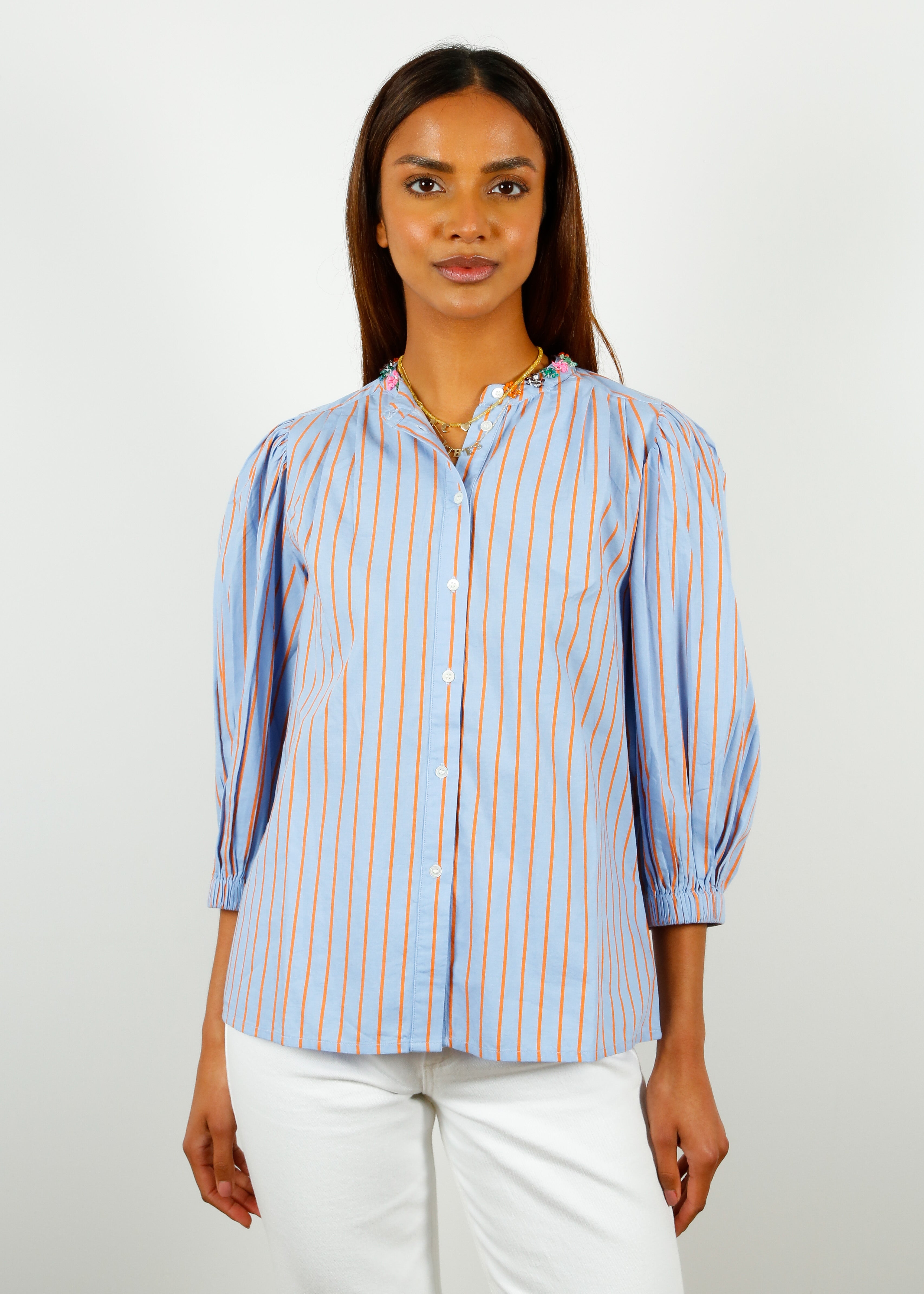 EA Davina Puff Sleeve Shirt in Nice Blue