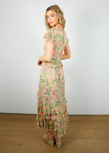 RIXO Thanvi Dress in Grace Paisley Green