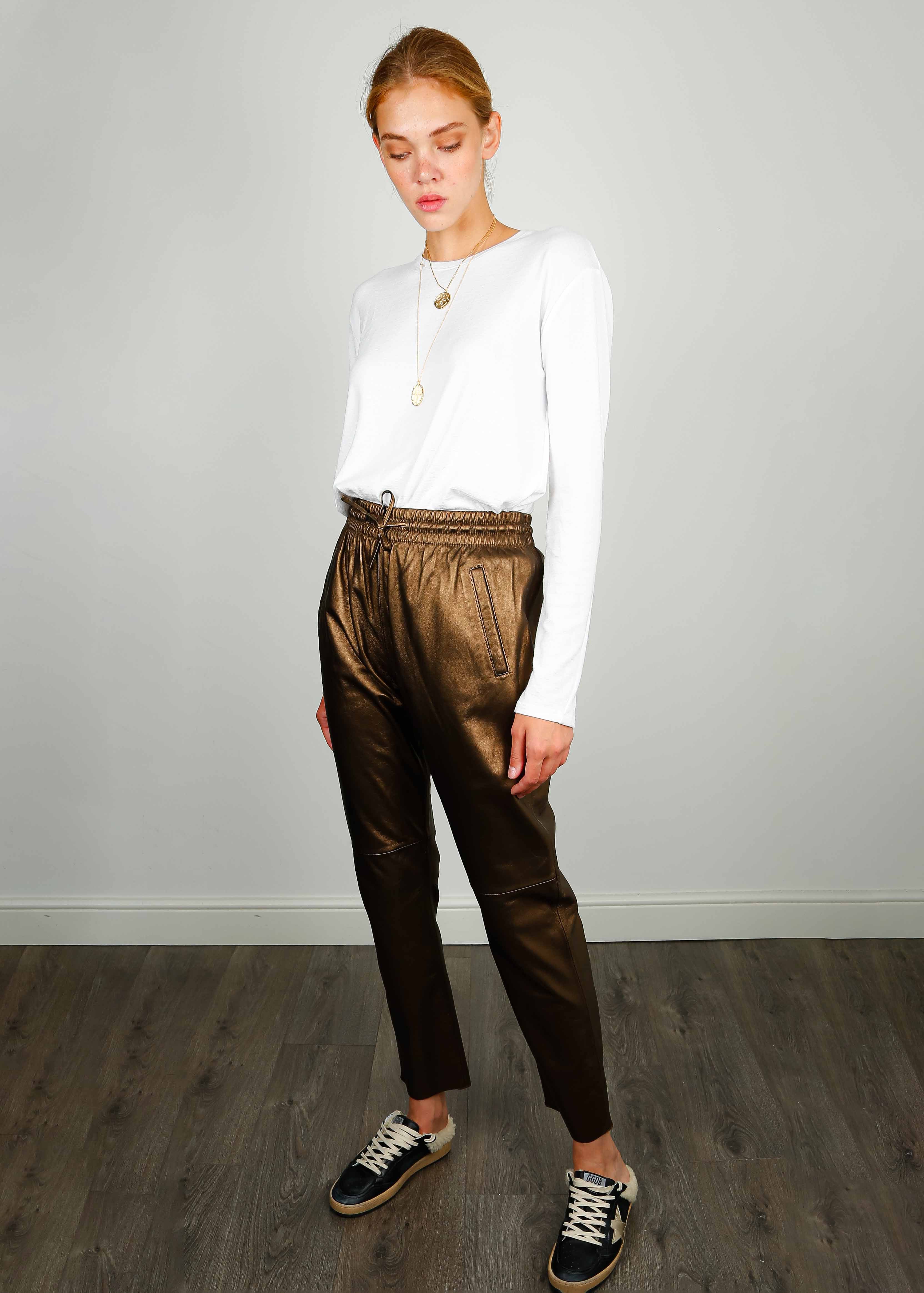 OW Gift Leather Trousers in Metallic