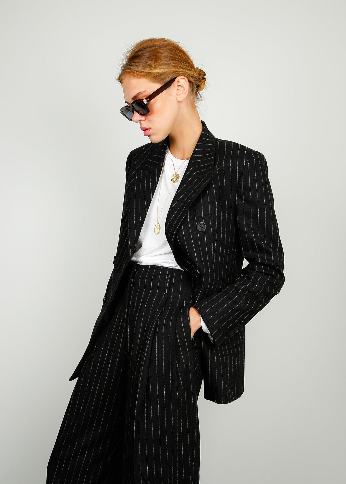 GG Journey Virgin Wool Pinstripe Blazer