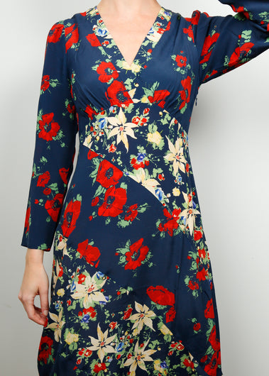 RIXO Hepburn Dress in Navy Star Floral Mix