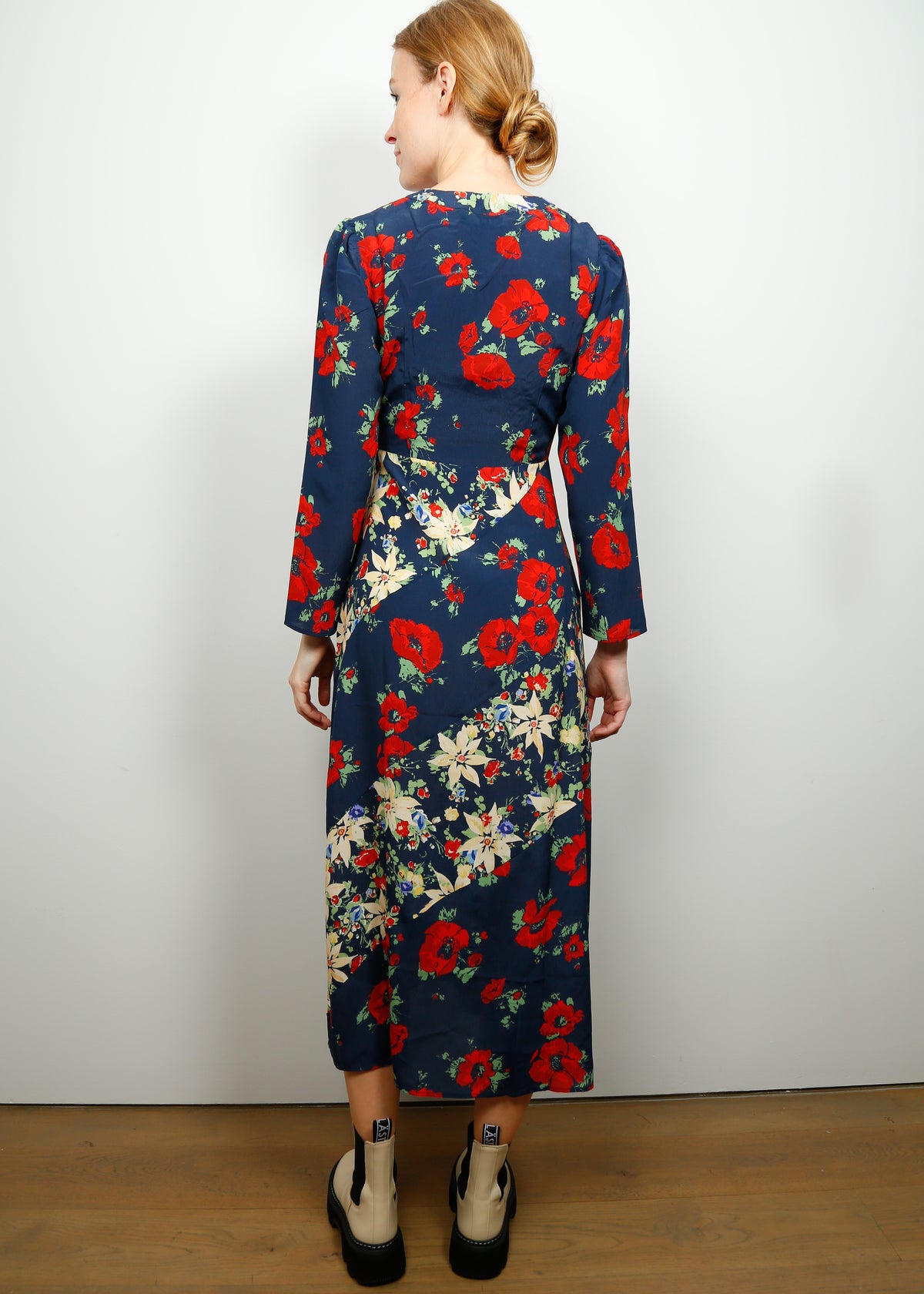 RIXO Hepburn Dress in Navy Star Floral Mix