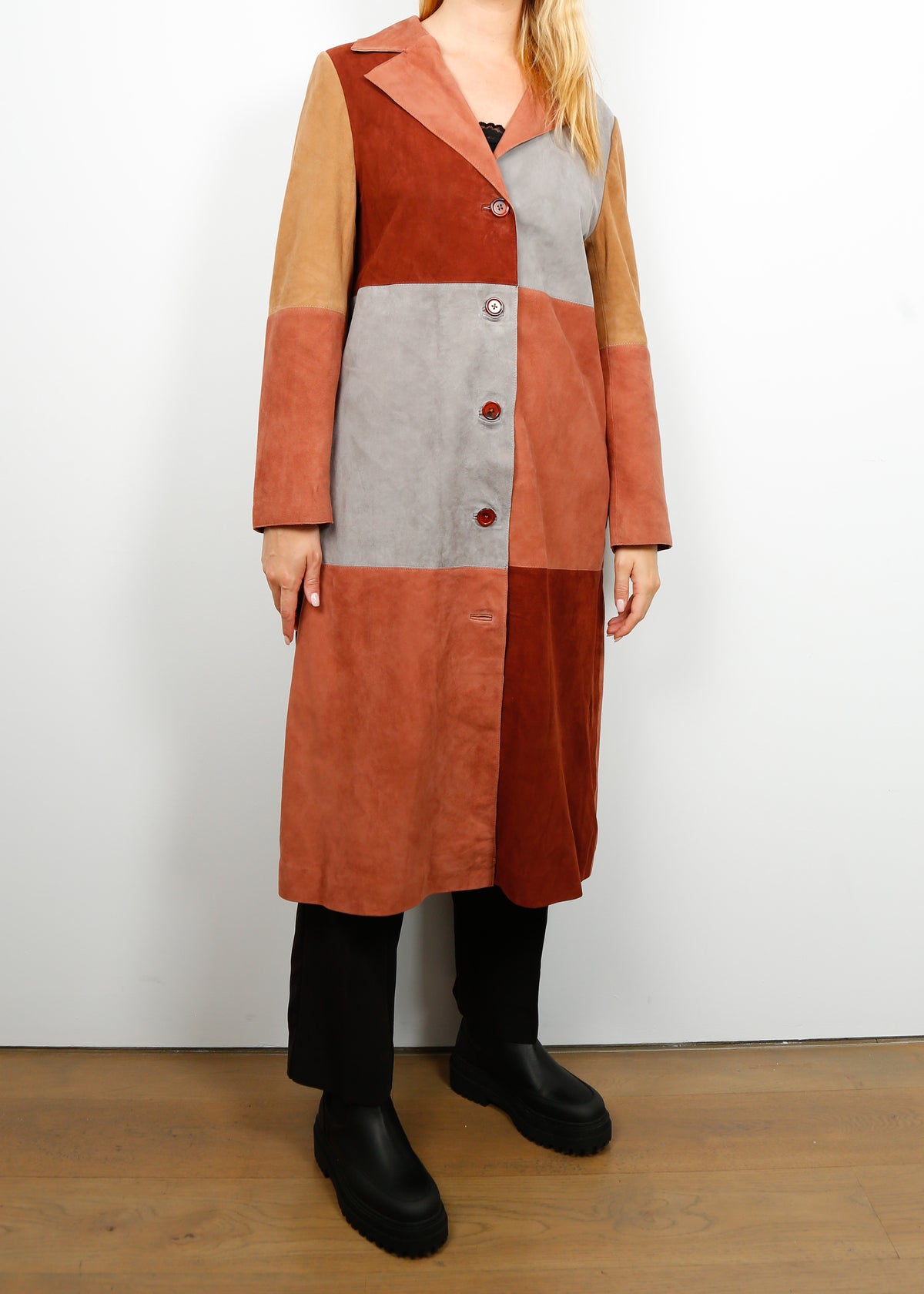 RIXO Lindsey Coat in Patchwork Autumn