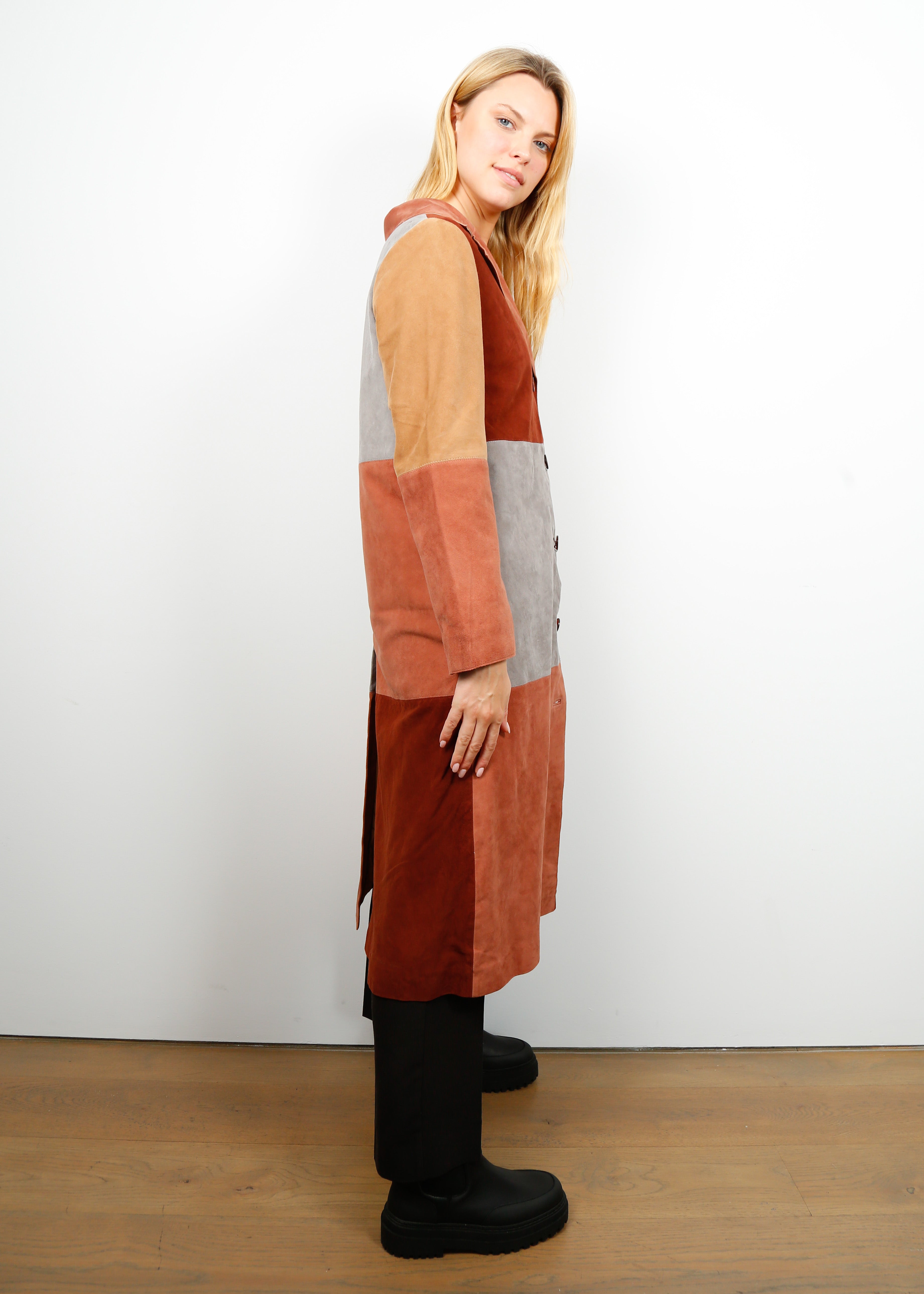 RIXO Lindsey Coat in Patchwork Autumn