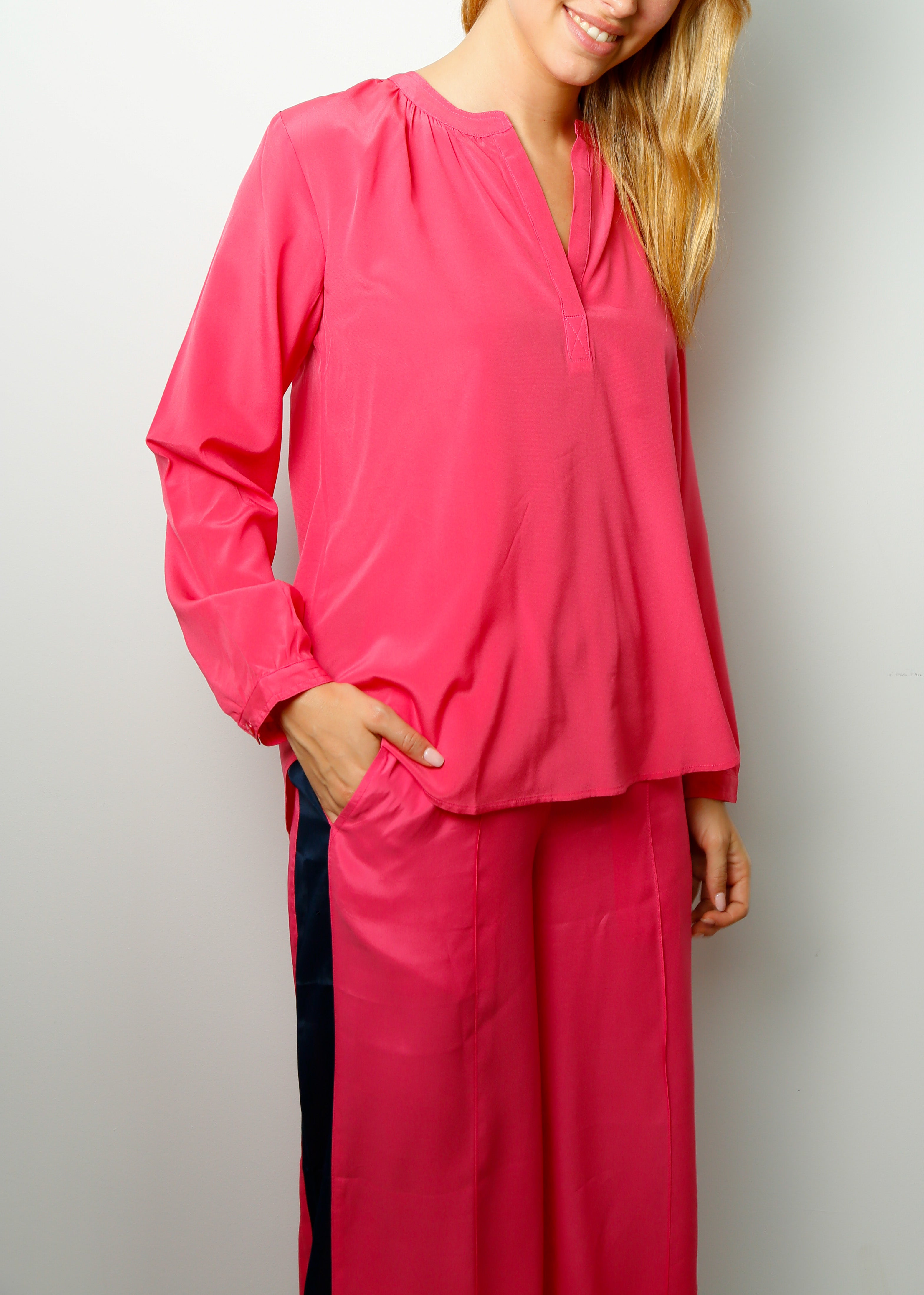 PPL Sandy Silk Shirt in Hot Pink